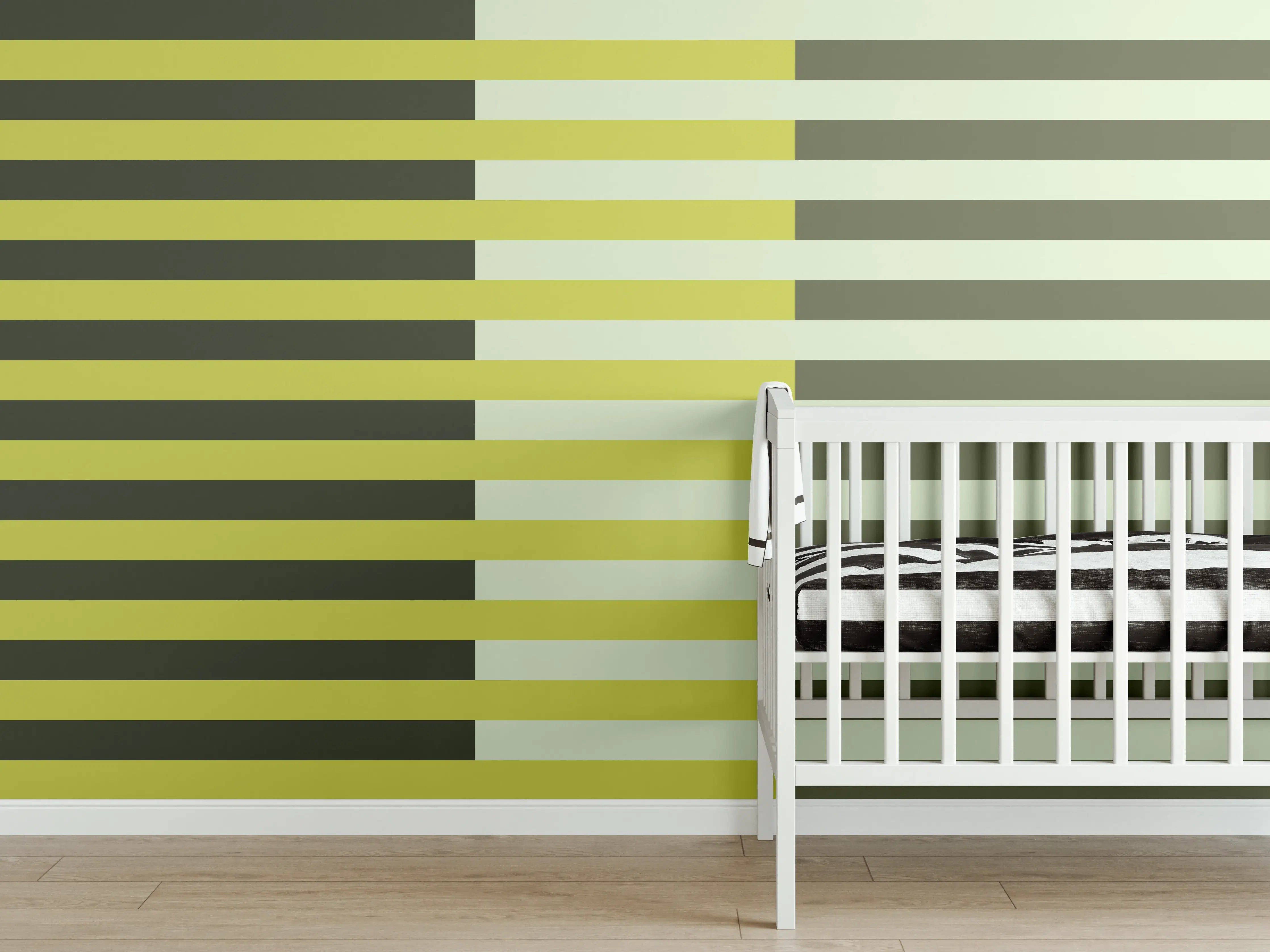 Babyzimmer Wandgestaltung - The Greens - Multy Stripes - Olive