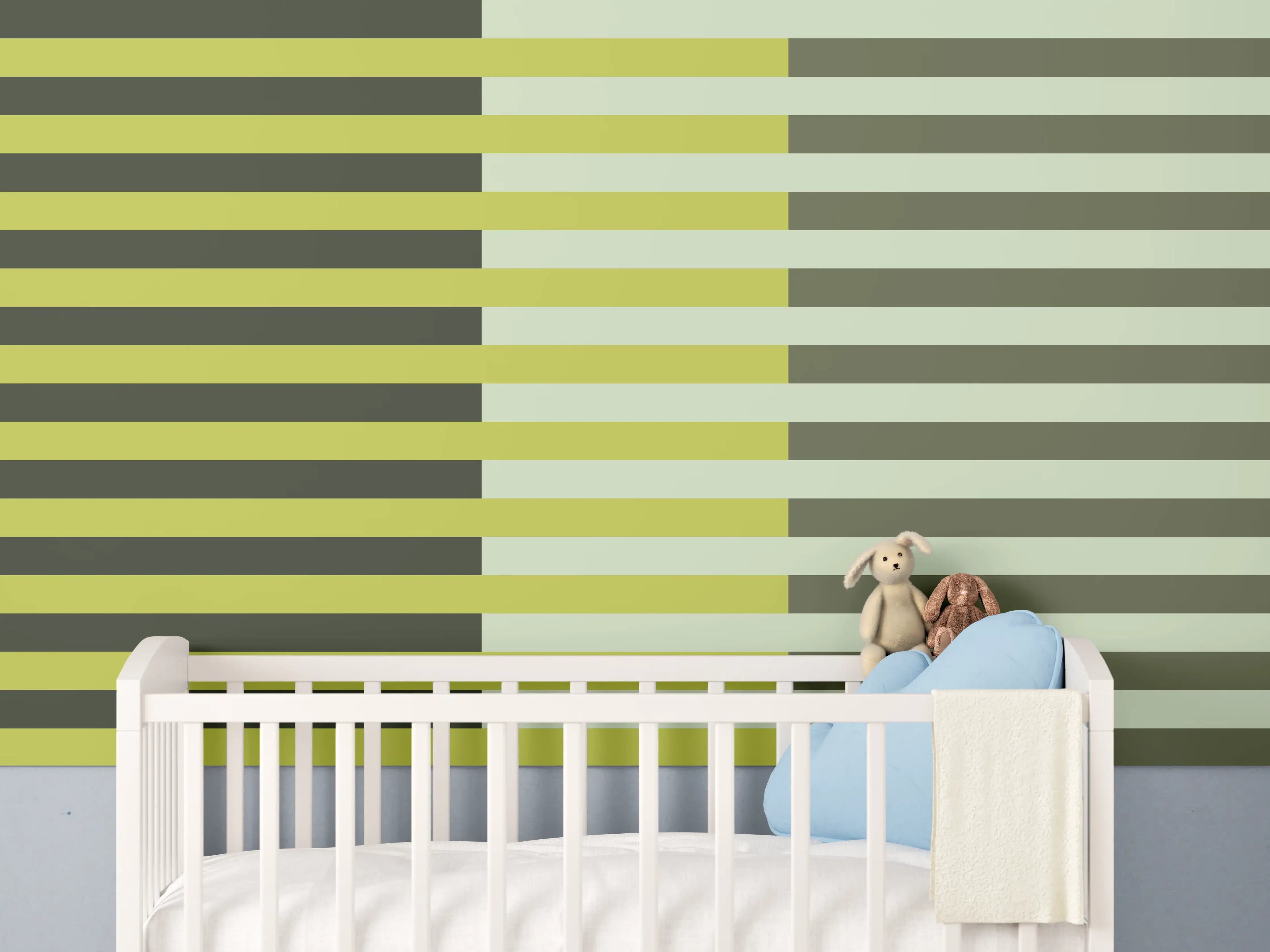 Babyzimmer Wandgestaltung - The Greens - Multy Stripes - Olive