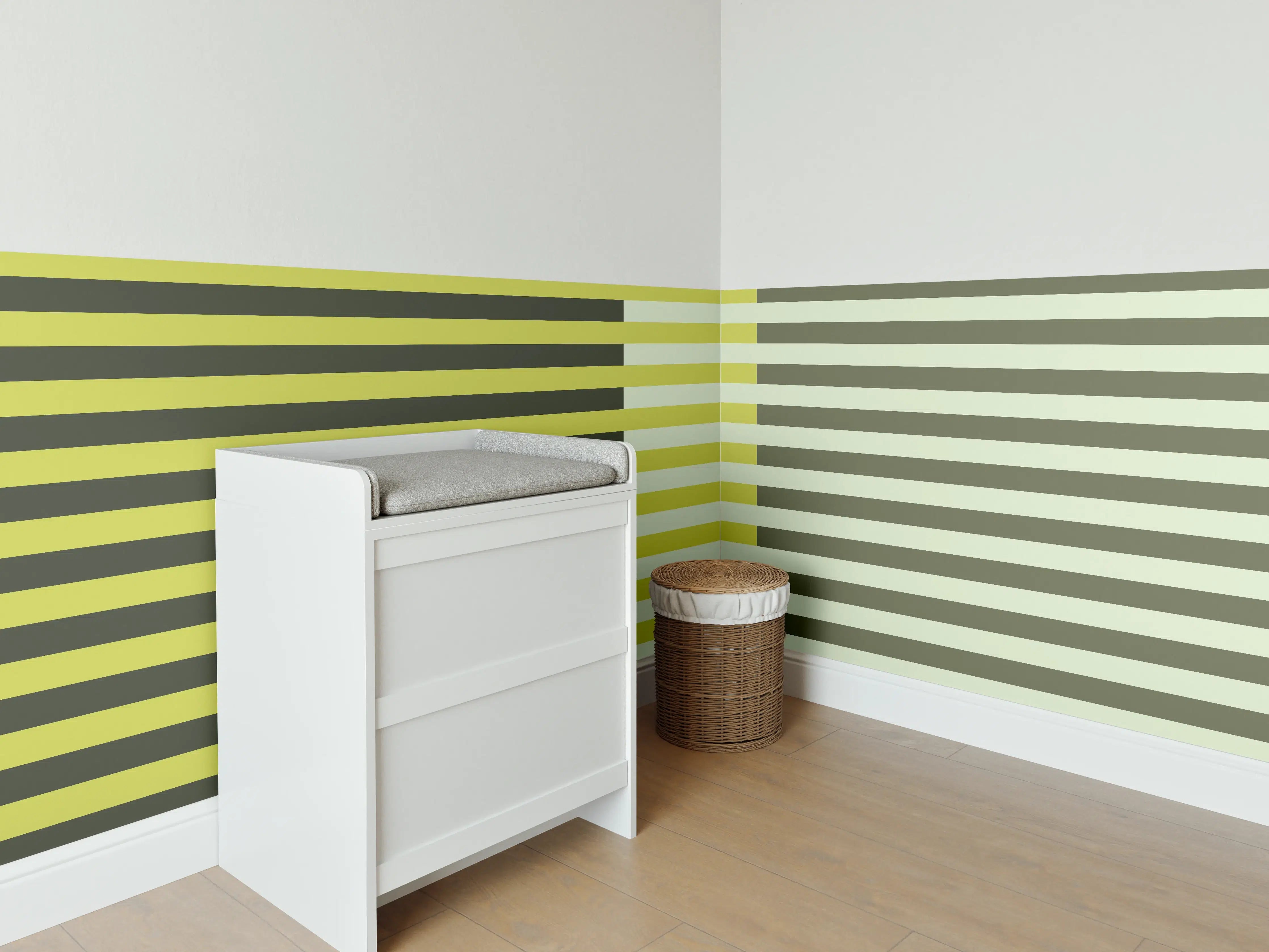 Babyzimmer Wandgestaltung - The Greens - Multy Stripes - Olive