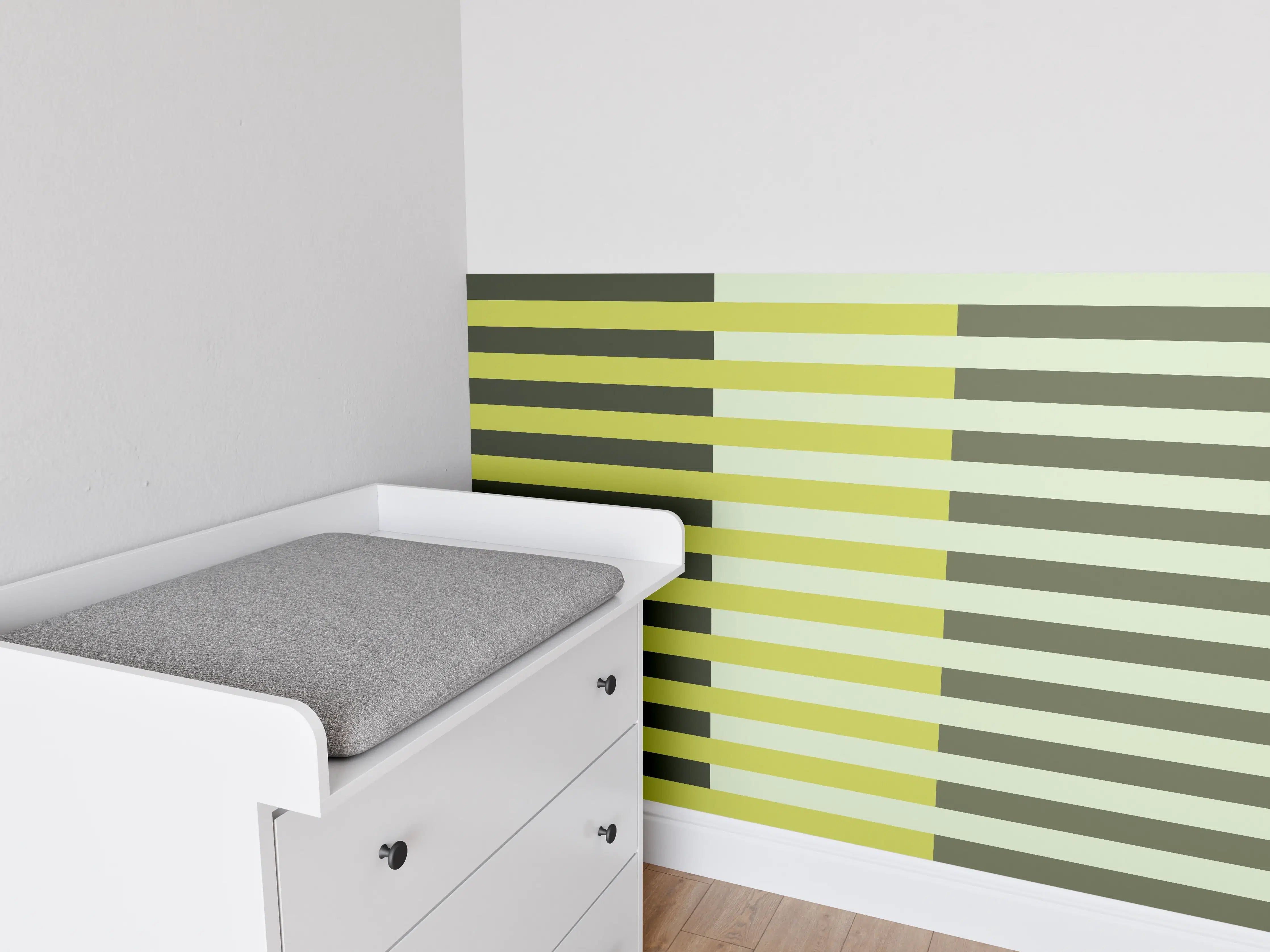 Babyzimmer Wandgestaltung - The Greens - Multy Stripes - Olive