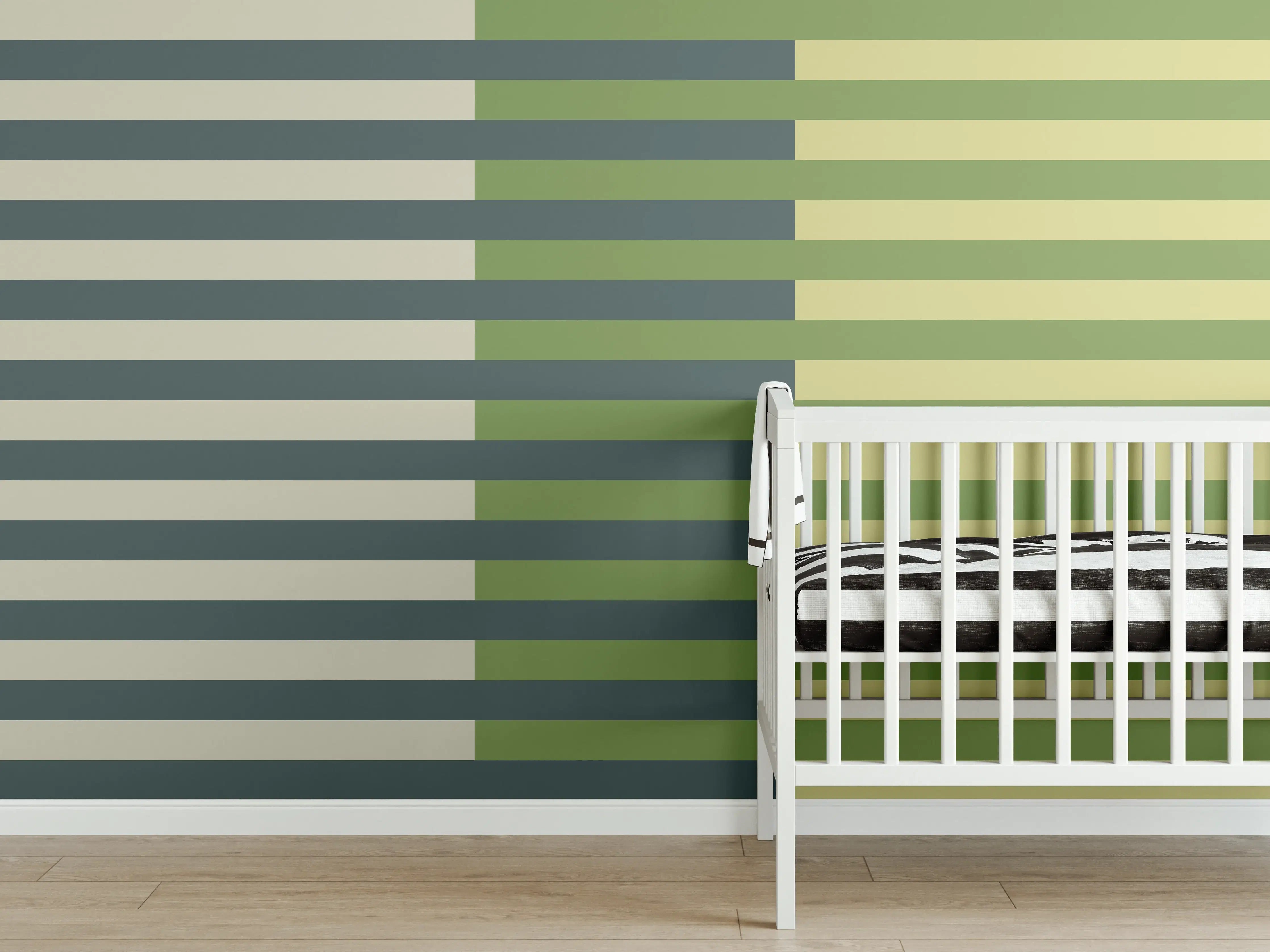 Babyzimmer Wandgestaltung - The Greens - Multy Stripes - Pistachio