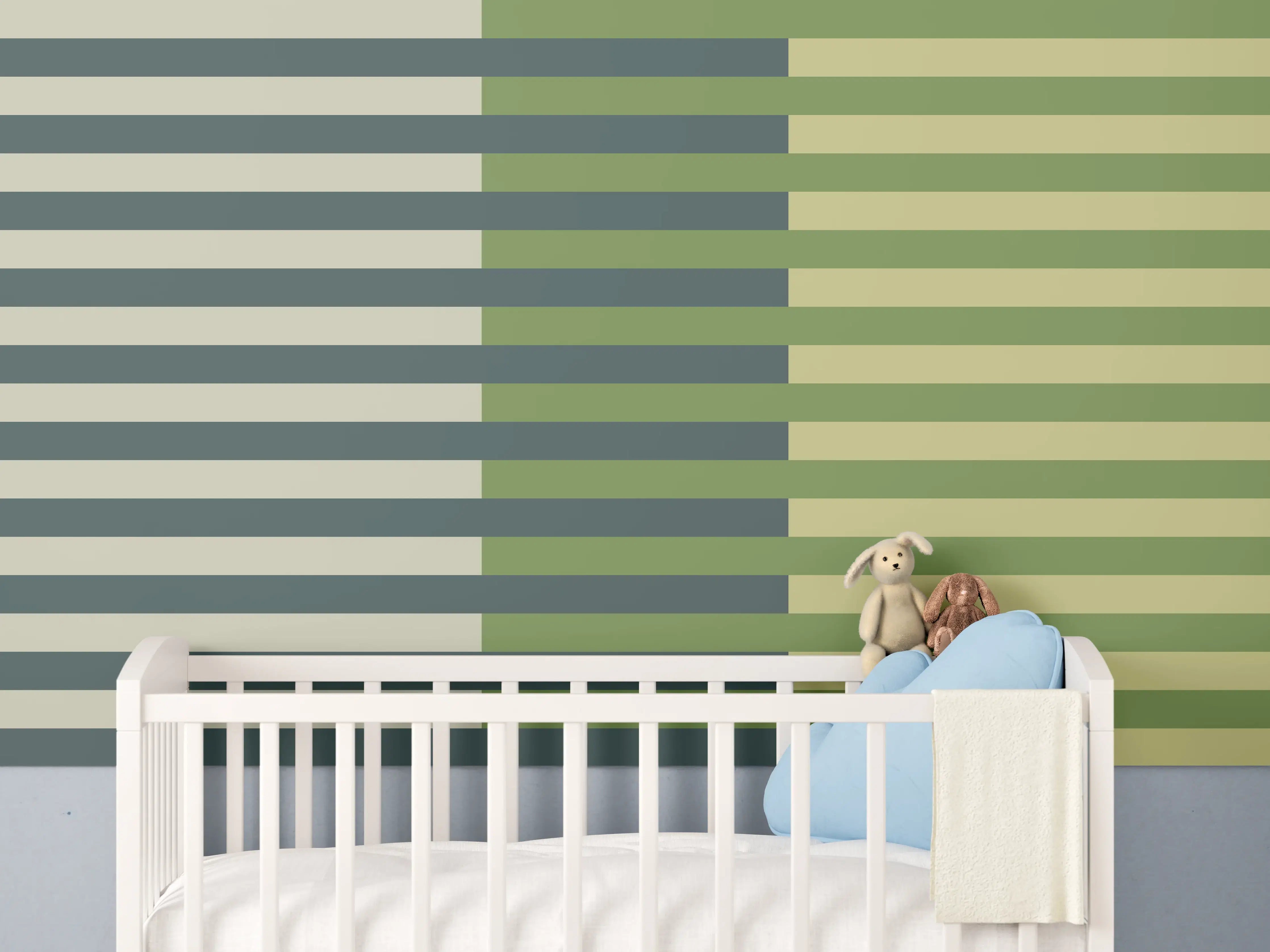 Babyzimmer Wandgestaltung - The Greens - Multy Stripes - Pistachio
