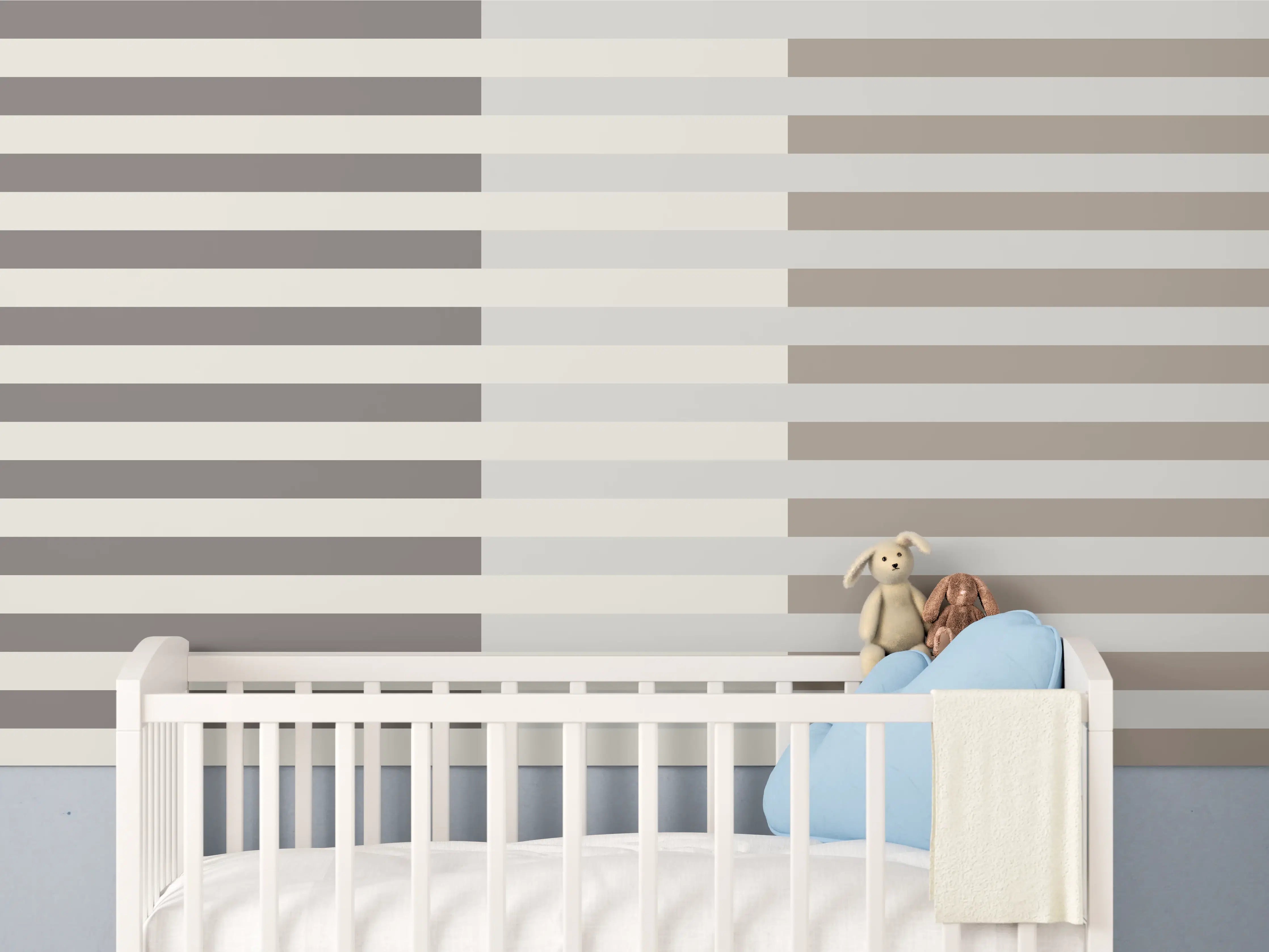 Babyzimmer Wandgestaltung - The Nudes - Multy Stripes - Fog