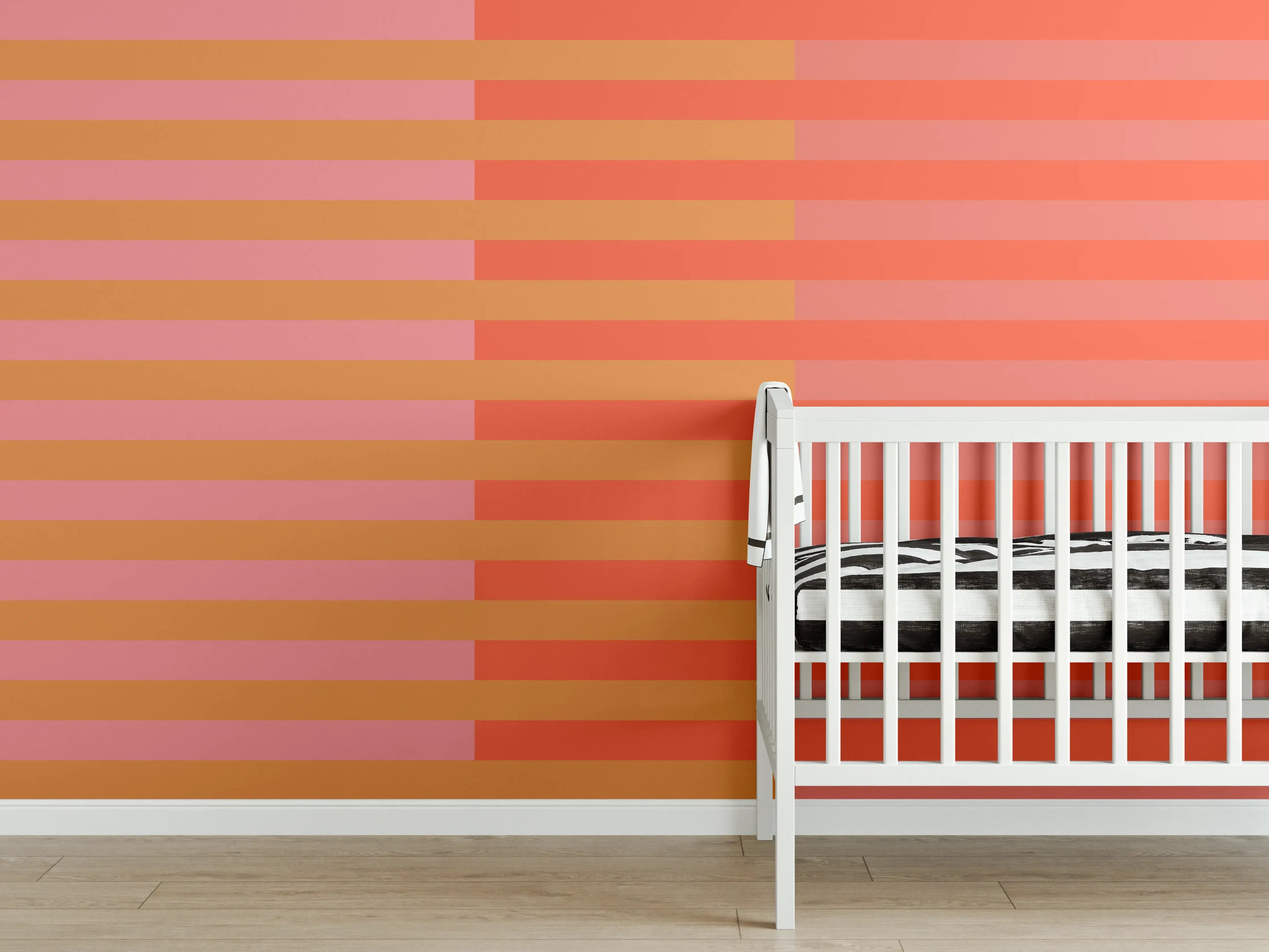 Babyzimmer Wandgestaltung - The Oranges - Multy Stripes - Salmon