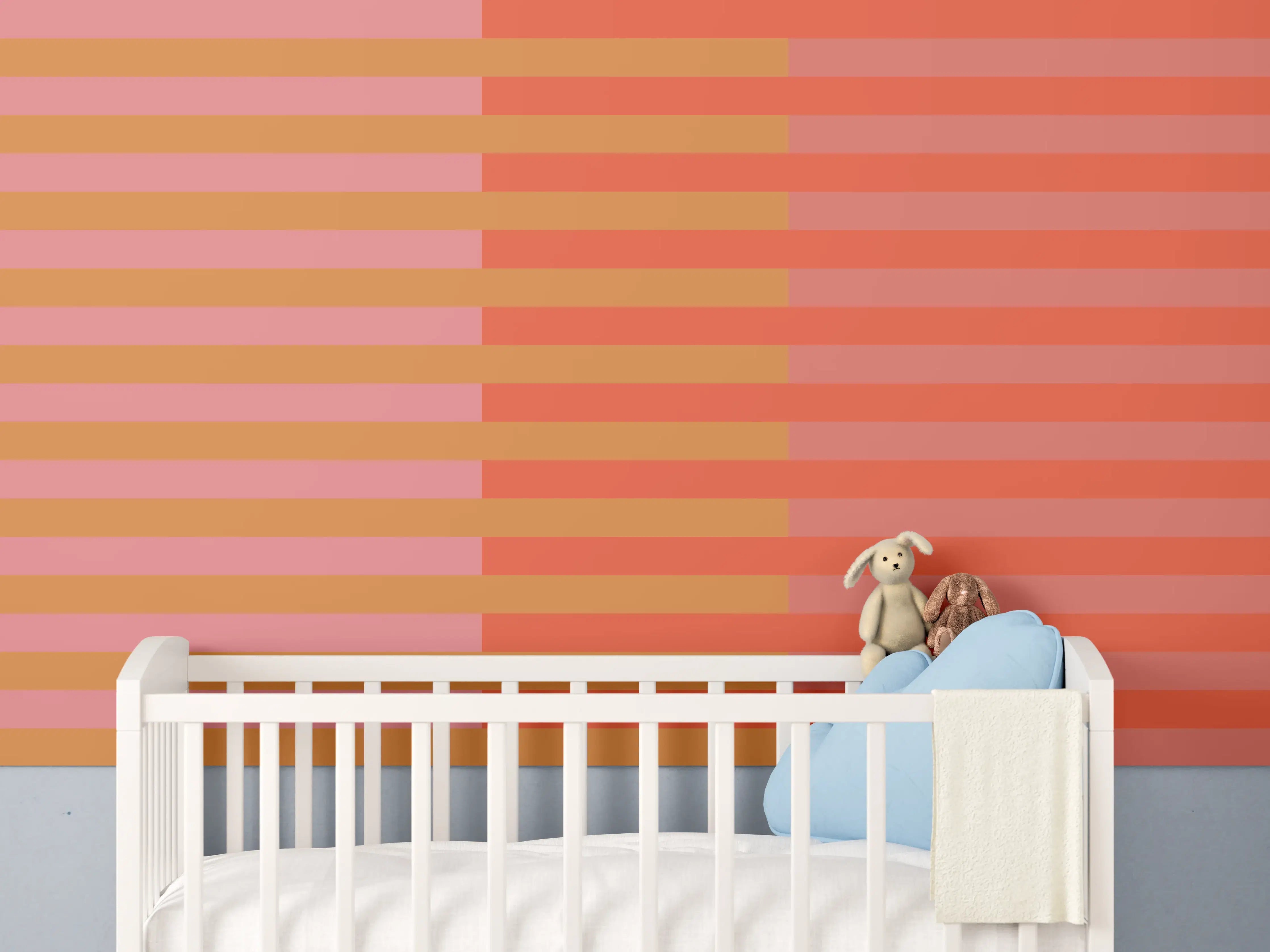 Babyzimmer Wandgestaltung - The Oranges - Multy Stripes - Salmon