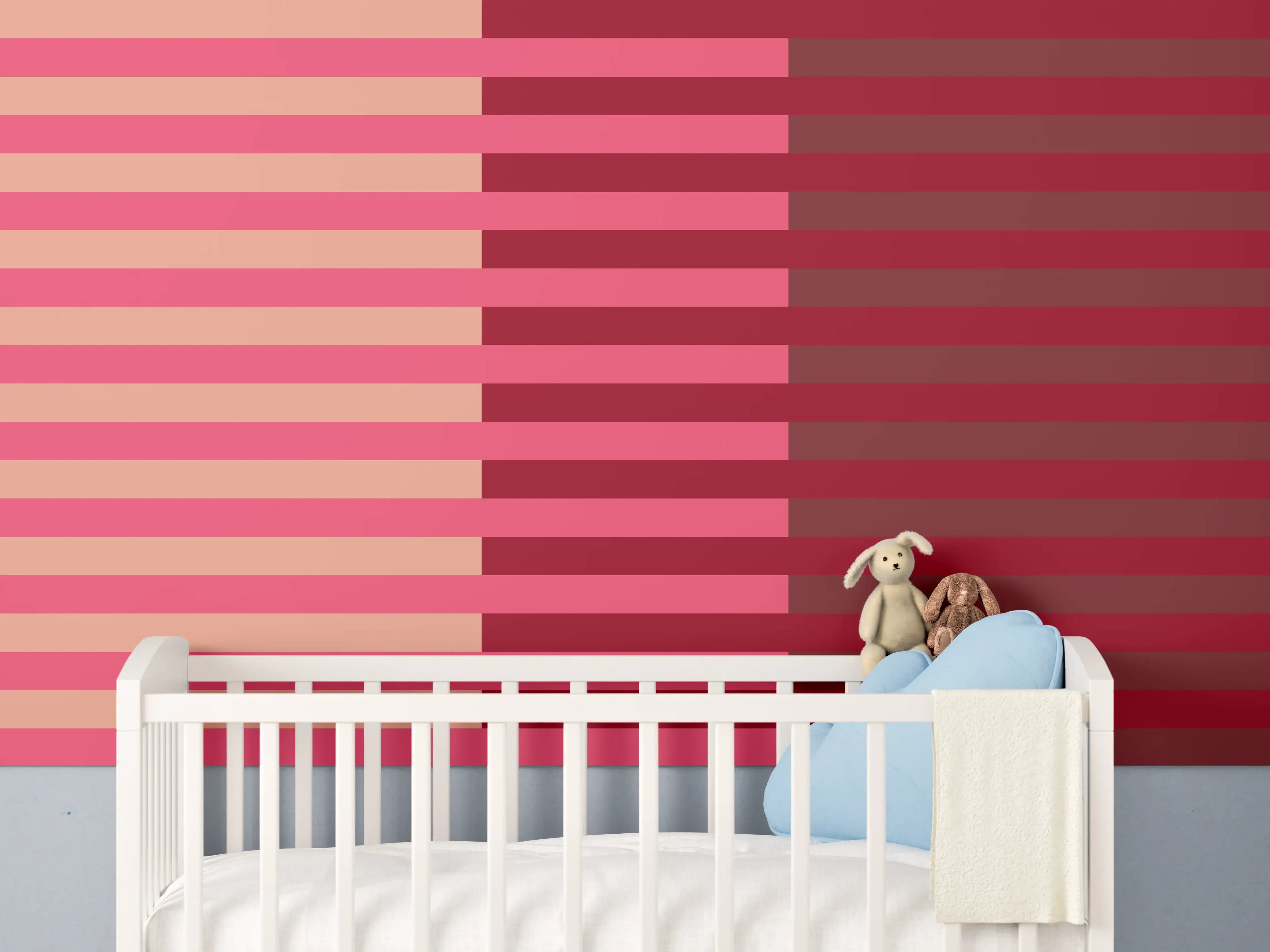 Babyzimmer Wandgestaltung - The Reds - Multy Stripes - Cherry