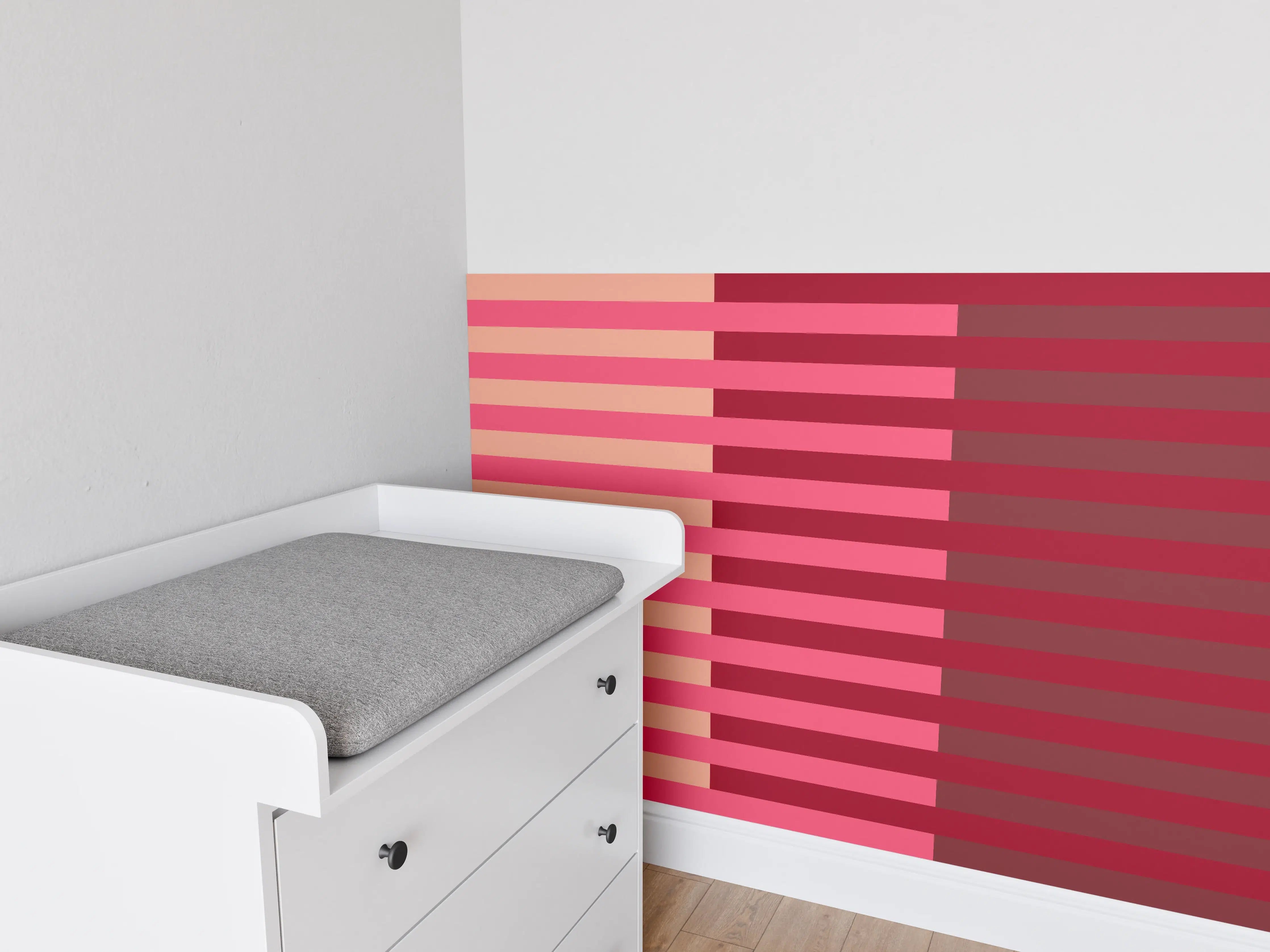 Babyzimmer Wandgestaltung - The Reds - Multy Stripes - Cherry