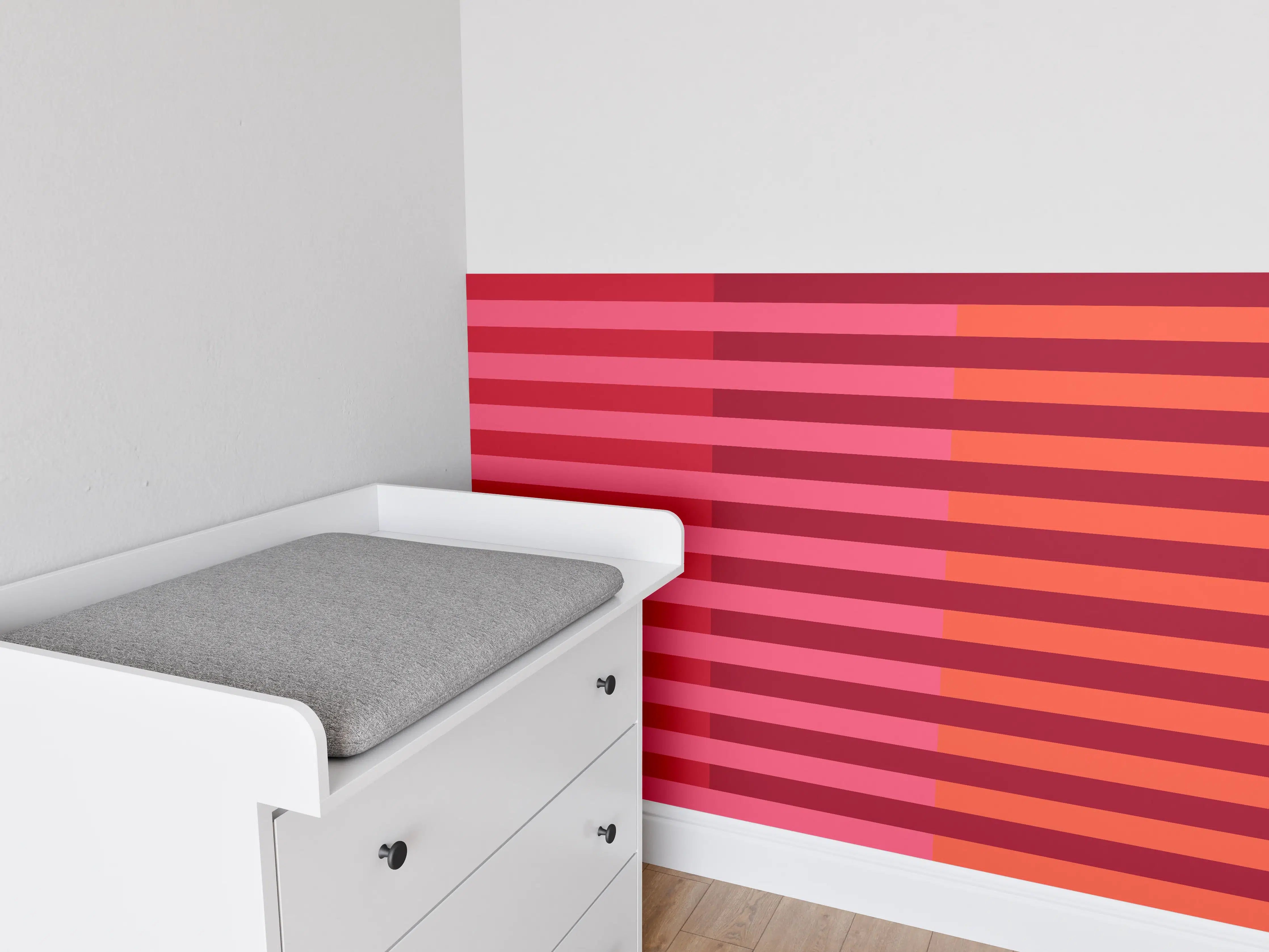 Babyzimmer Wandgestaltung - The Reds - Multy Stripes - Pomegranate
