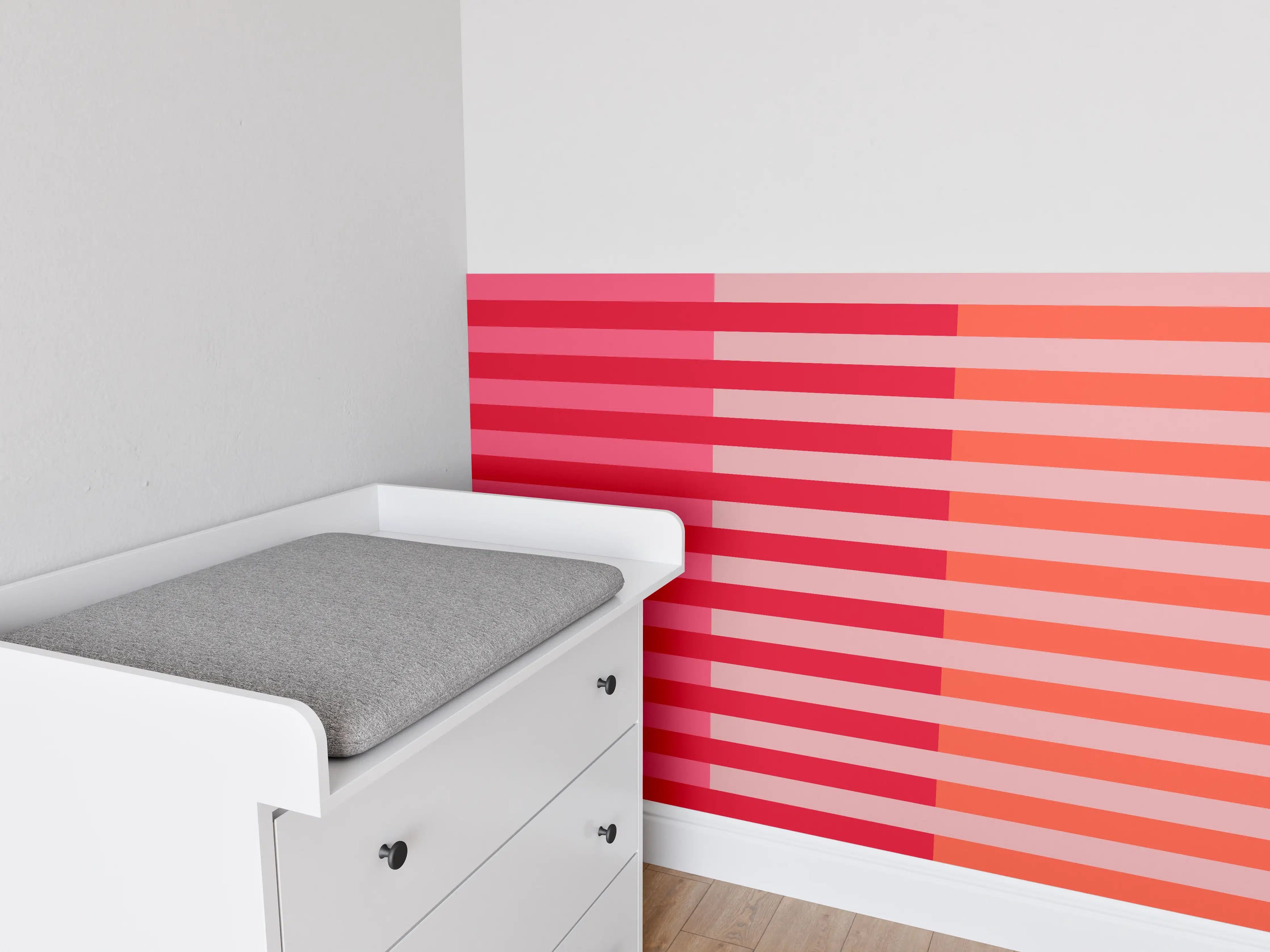 Babyzimmer Wandgestaltung - The Reds - Multy Stripes - Strawberry