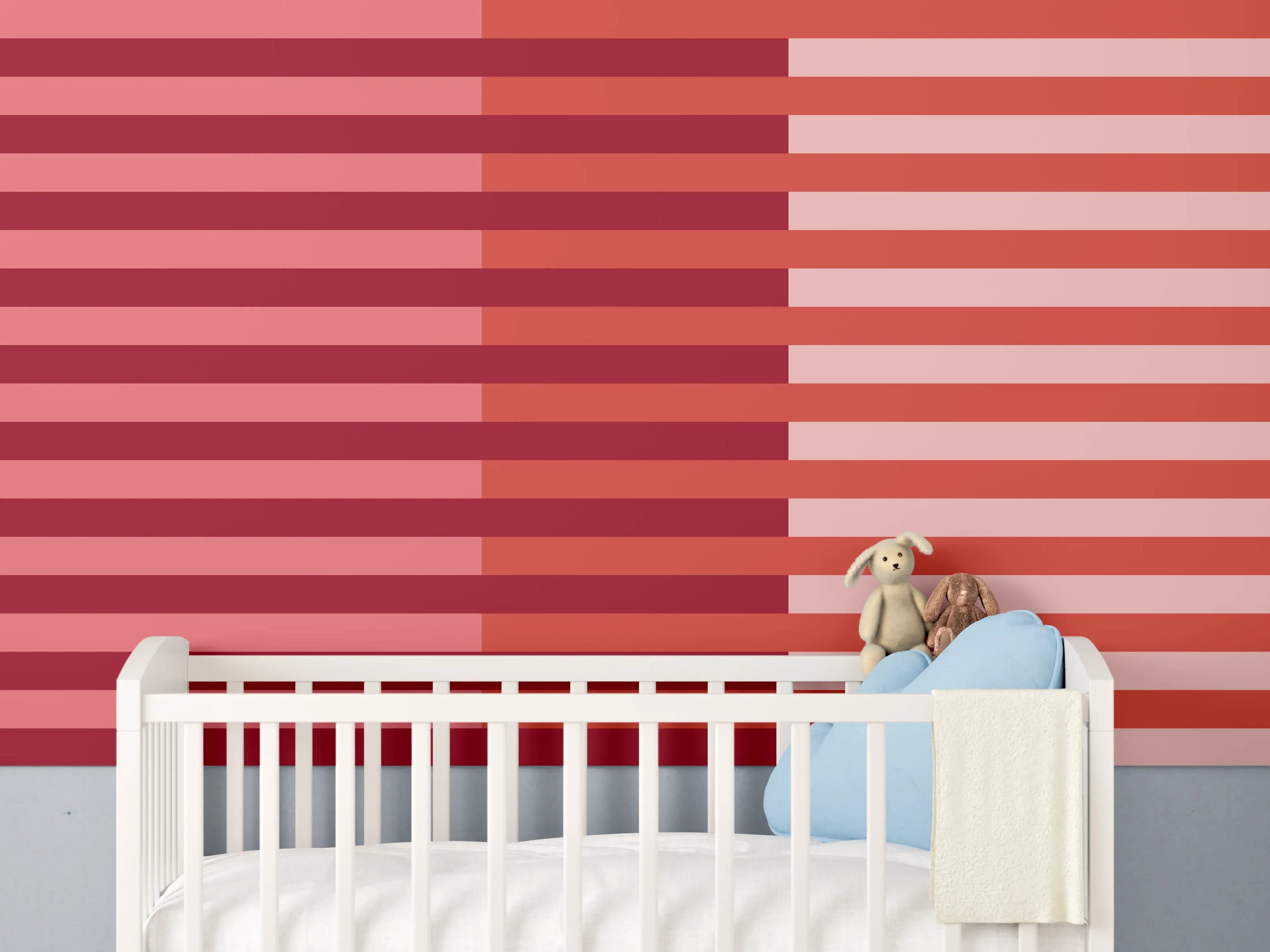 Babyzimmer Wandgestaltung - The Reds - Multy Stripes - Tomato