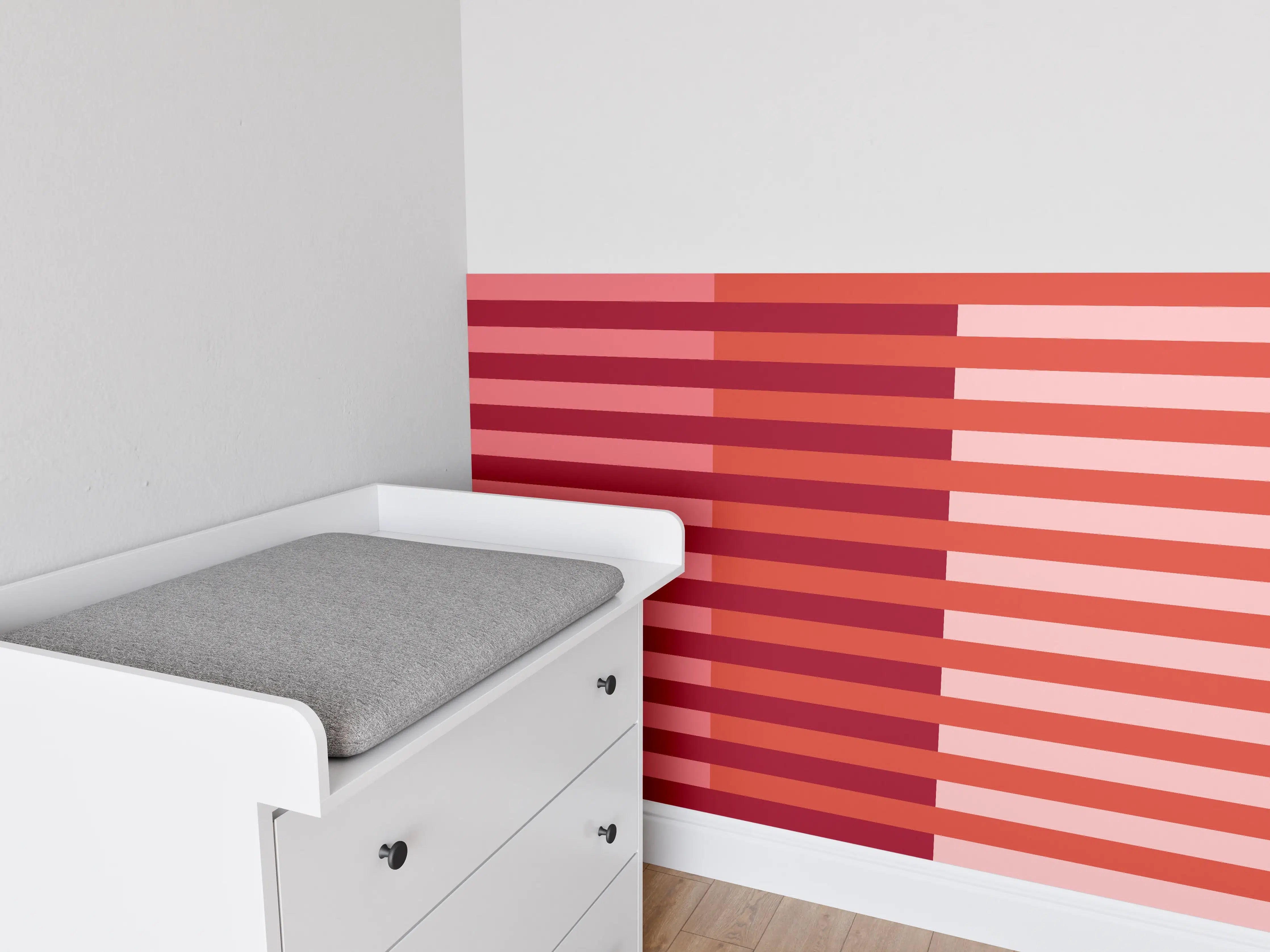 Babyzimmer Wandgestaltung - The Reds - Multy Stripes - Tomato