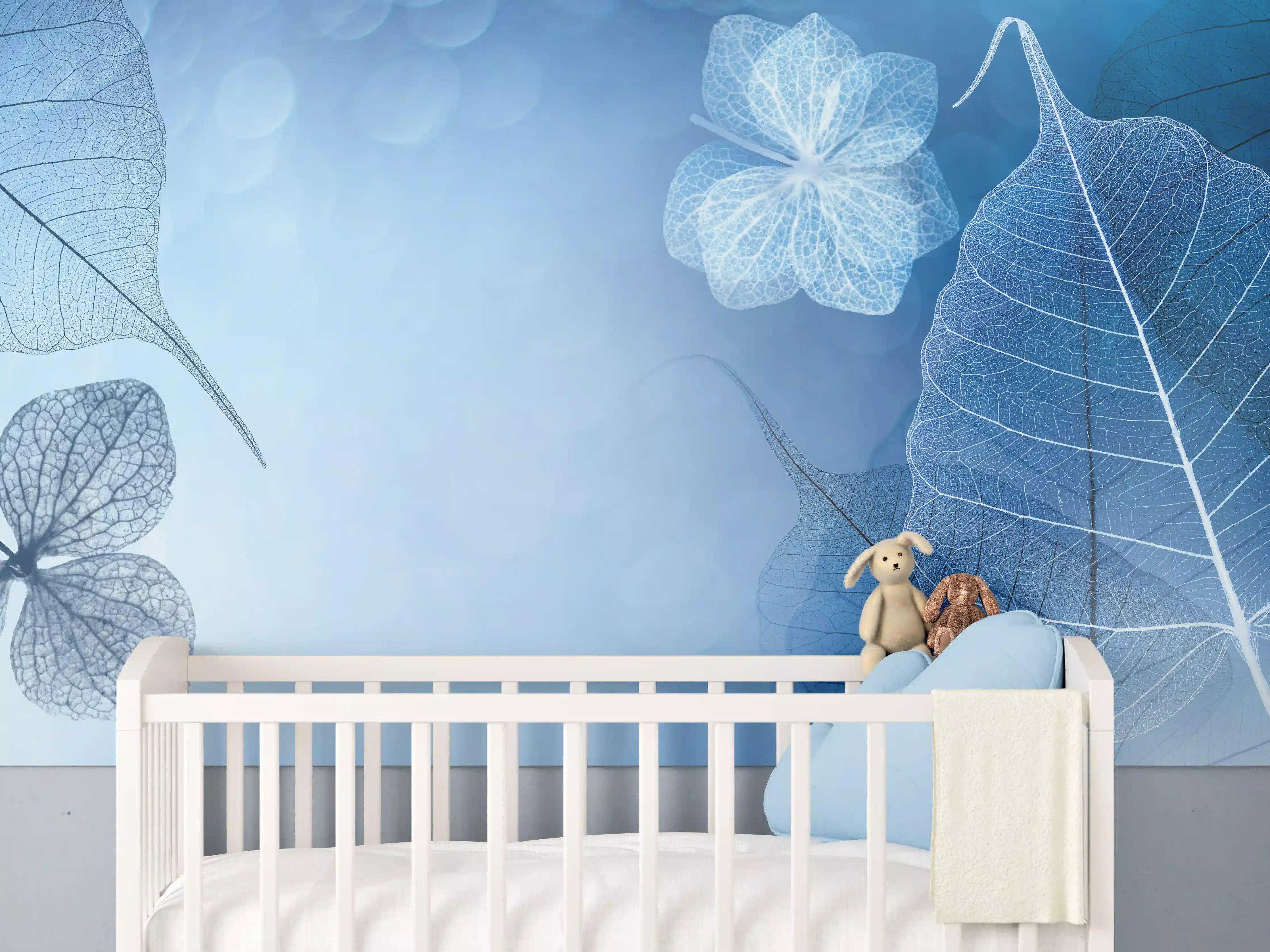 Babyzimmer Wandgestaltung - Transluzente Blattadern Makrofotografie