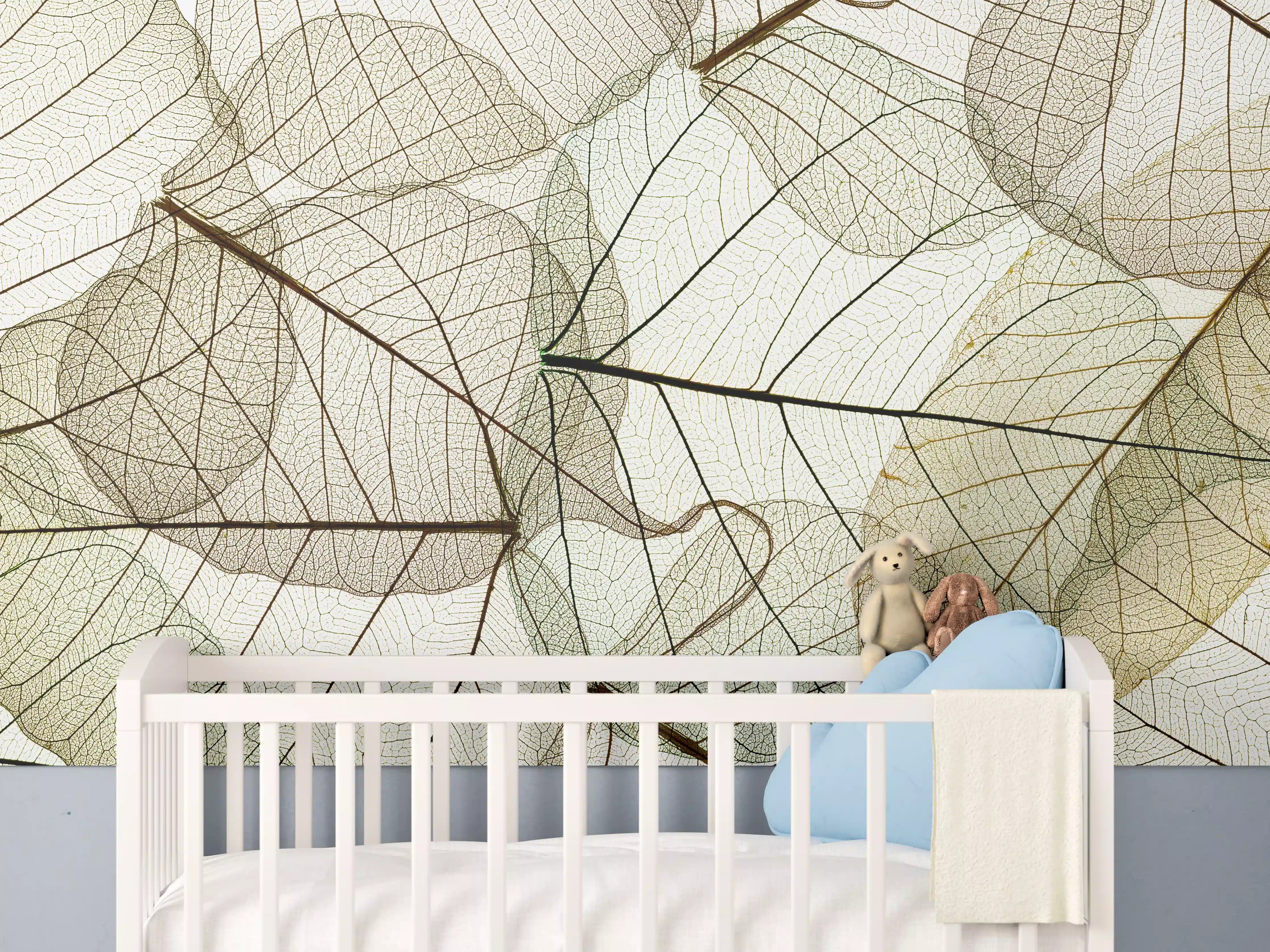 Babyzimmer Wandgestaltung - Transparente Blattstruktur Makro