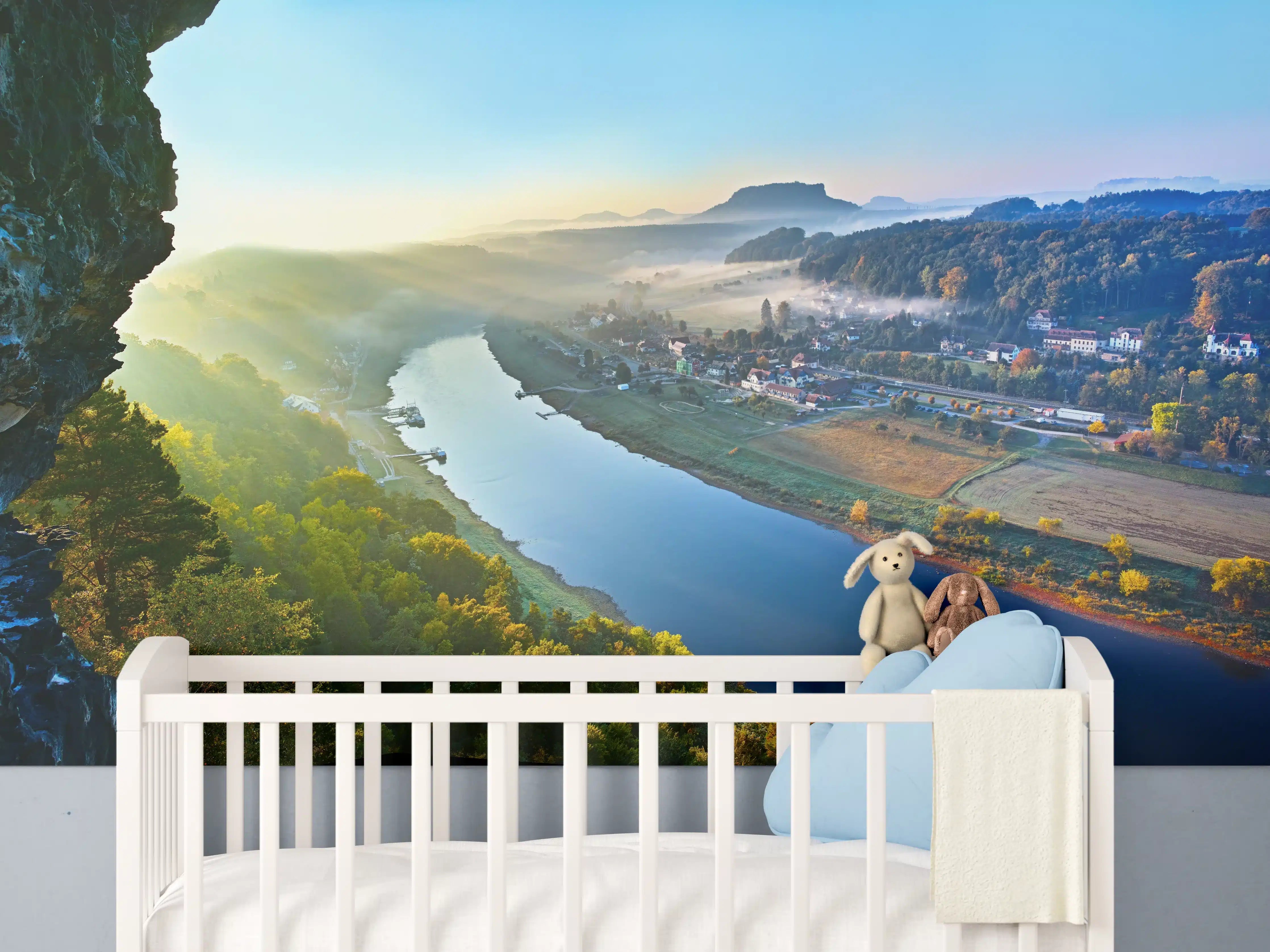 Babyzimmer Wandgestaltung - Traumhafter Ausblick Elbsandsteingebirge