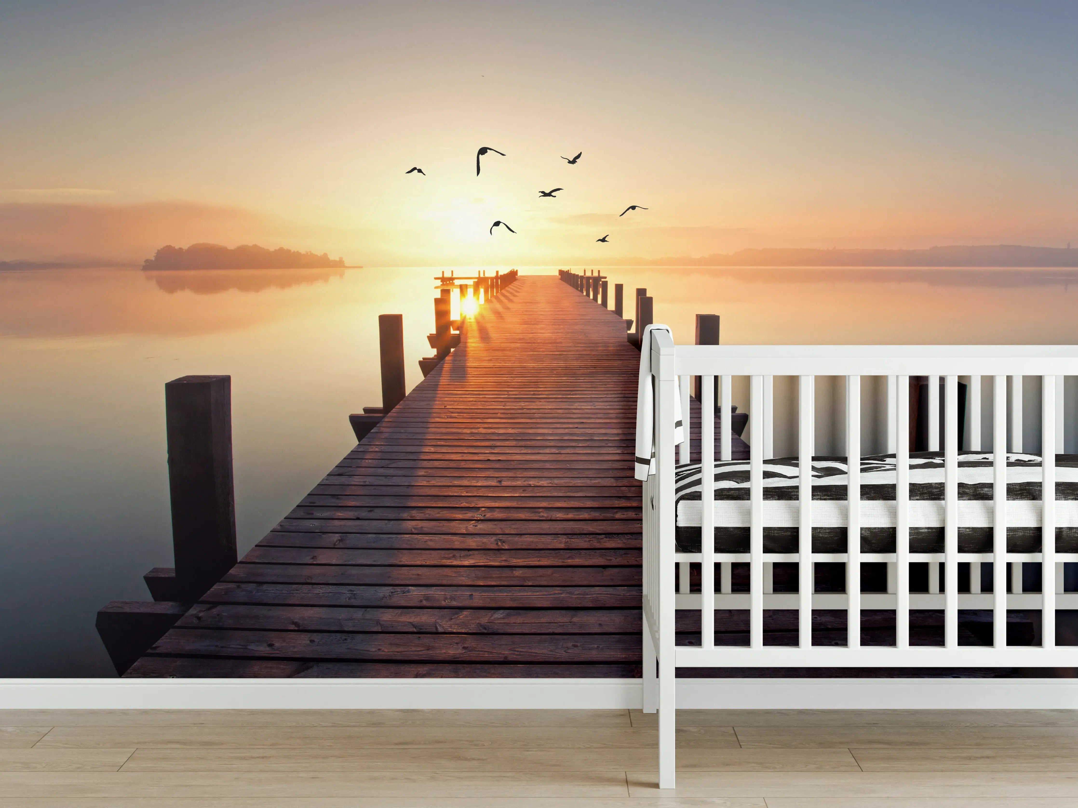 Babyzimmer Wandgestaltung - Traumhafter Ausblick vom Bootssteg