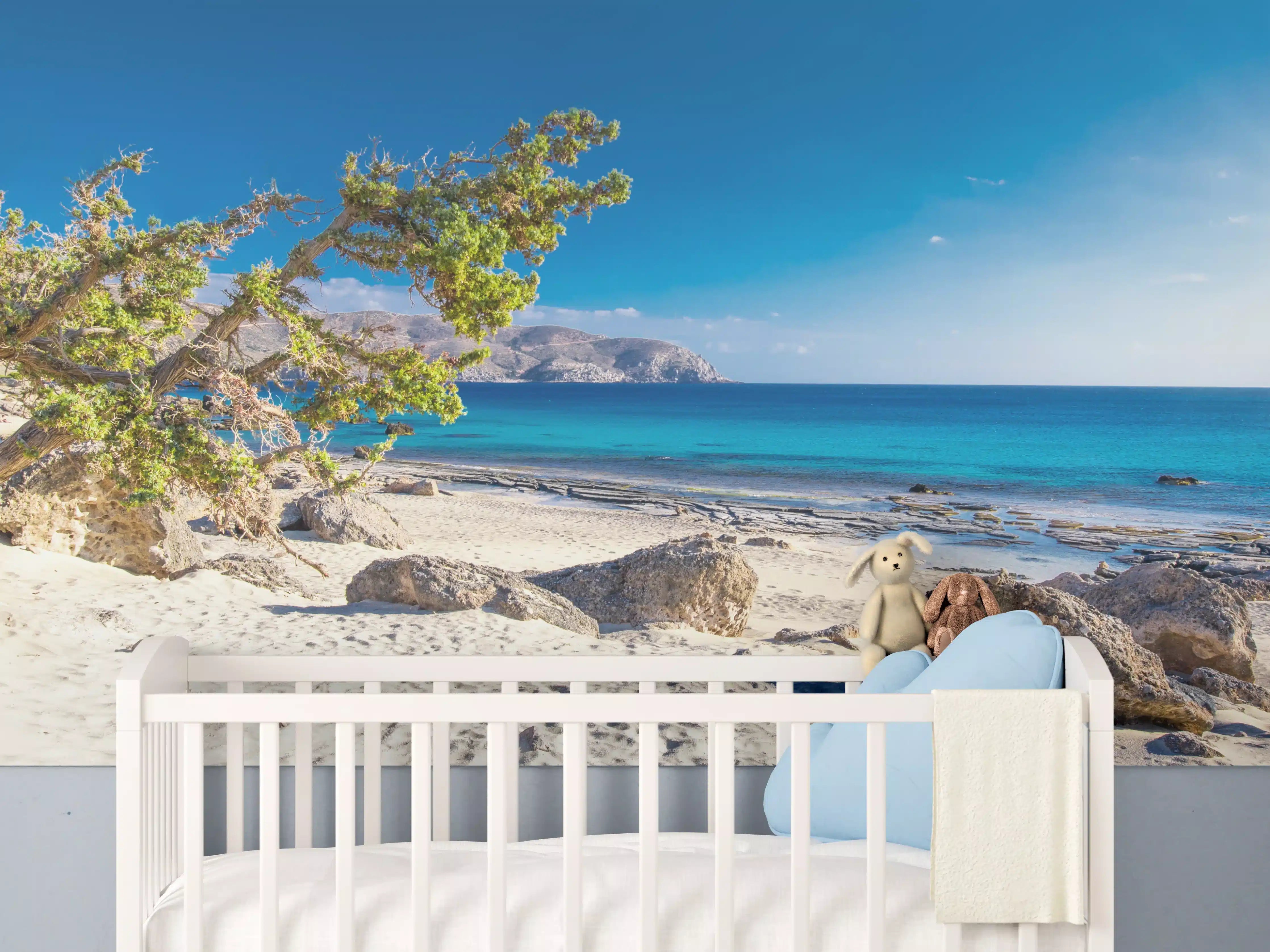 Babyzimmer Wandgestaltung - Traumstrand bei Sonnenschein