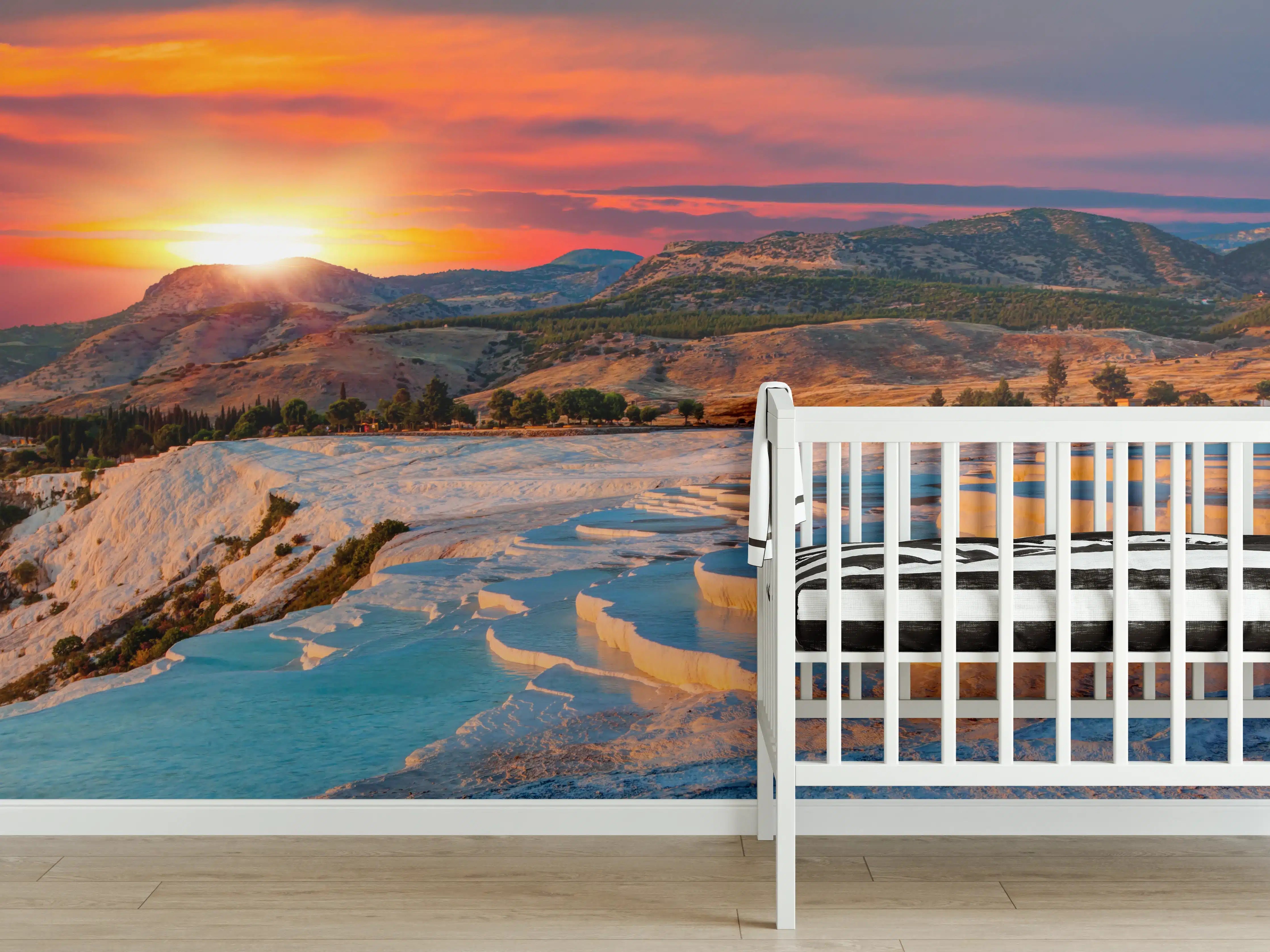 Babyzimmer Wandgestaltung - Travertinbecken in Pamukkale am Abend