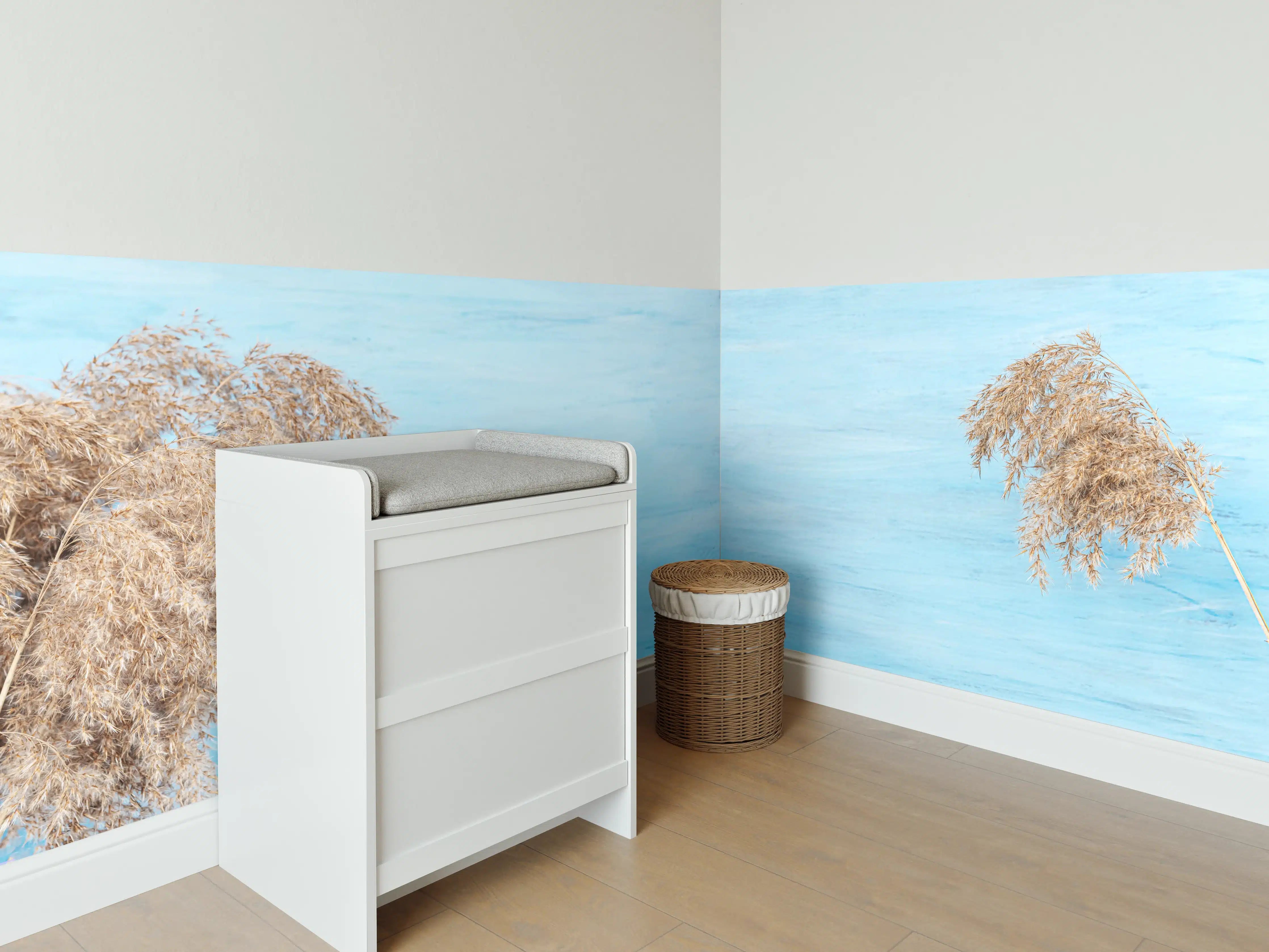Babyzimmer Wandgestaltung - Trockene Pflanzen über dem Meer