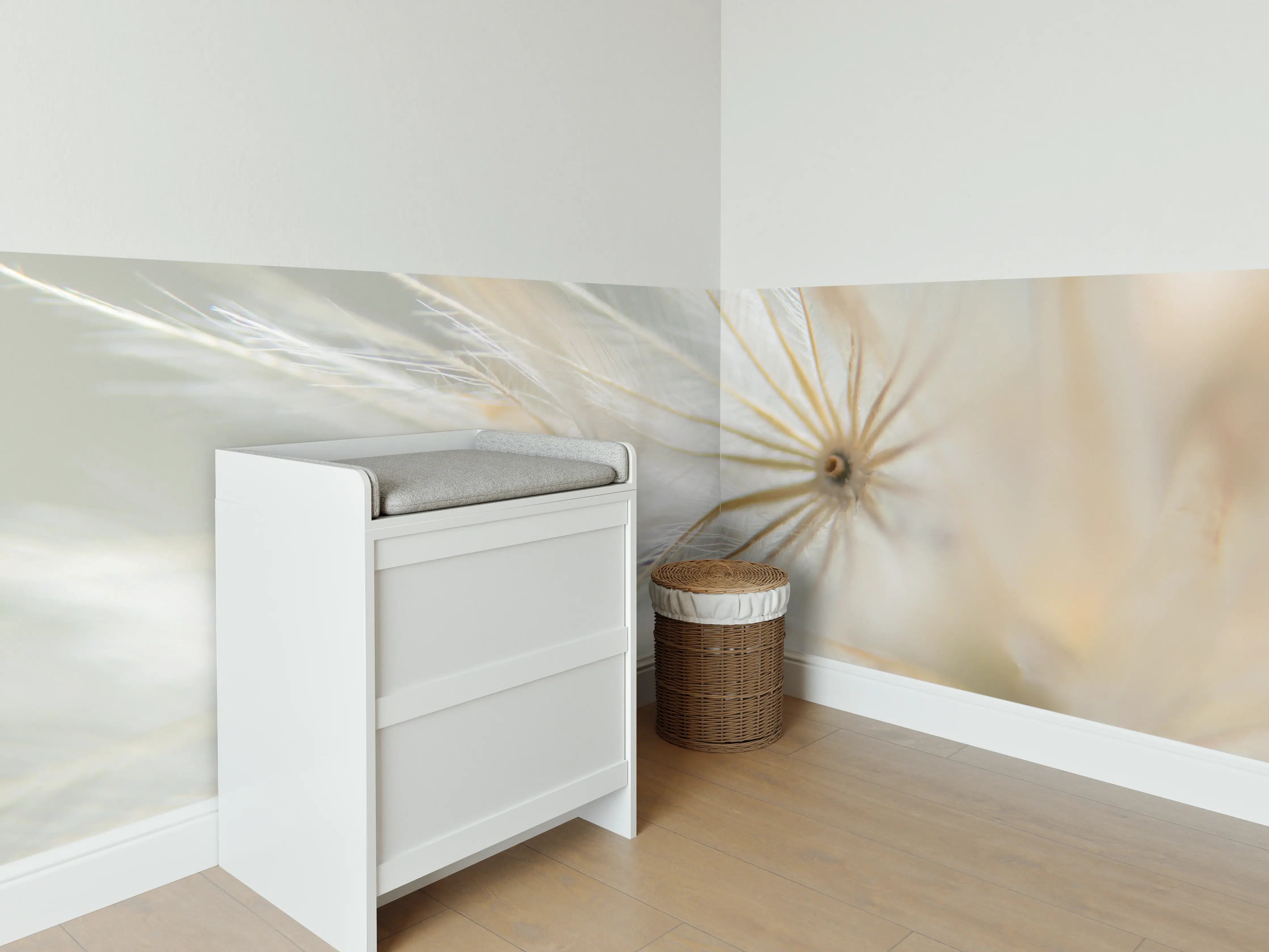 Babyzimmer Wandgestaltung - Trockene Wildblumen - Nahaufnahme