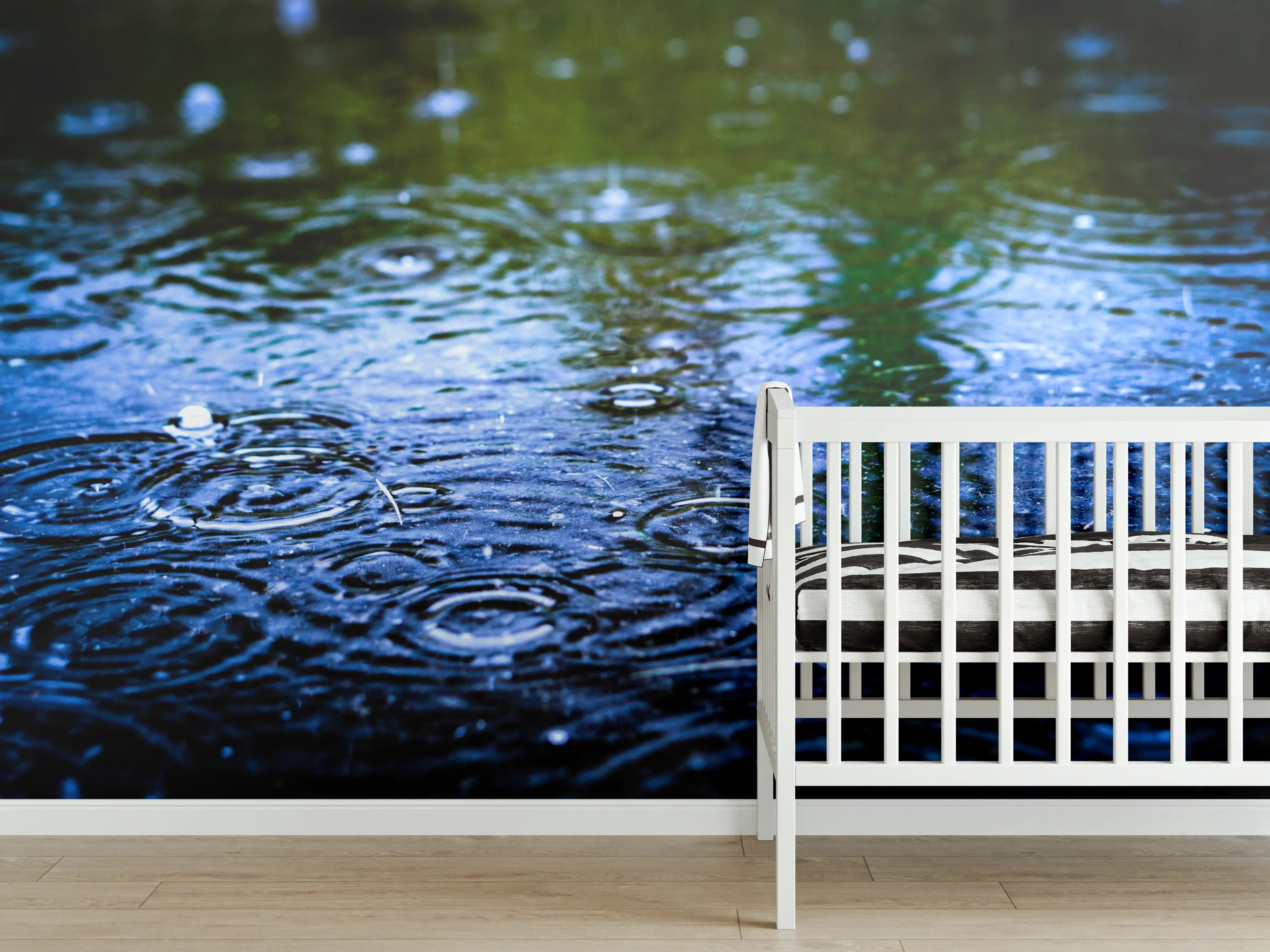 Babyzimmer Wandgestaltung - Tropfen im Regen – Blau- und Grüntöne