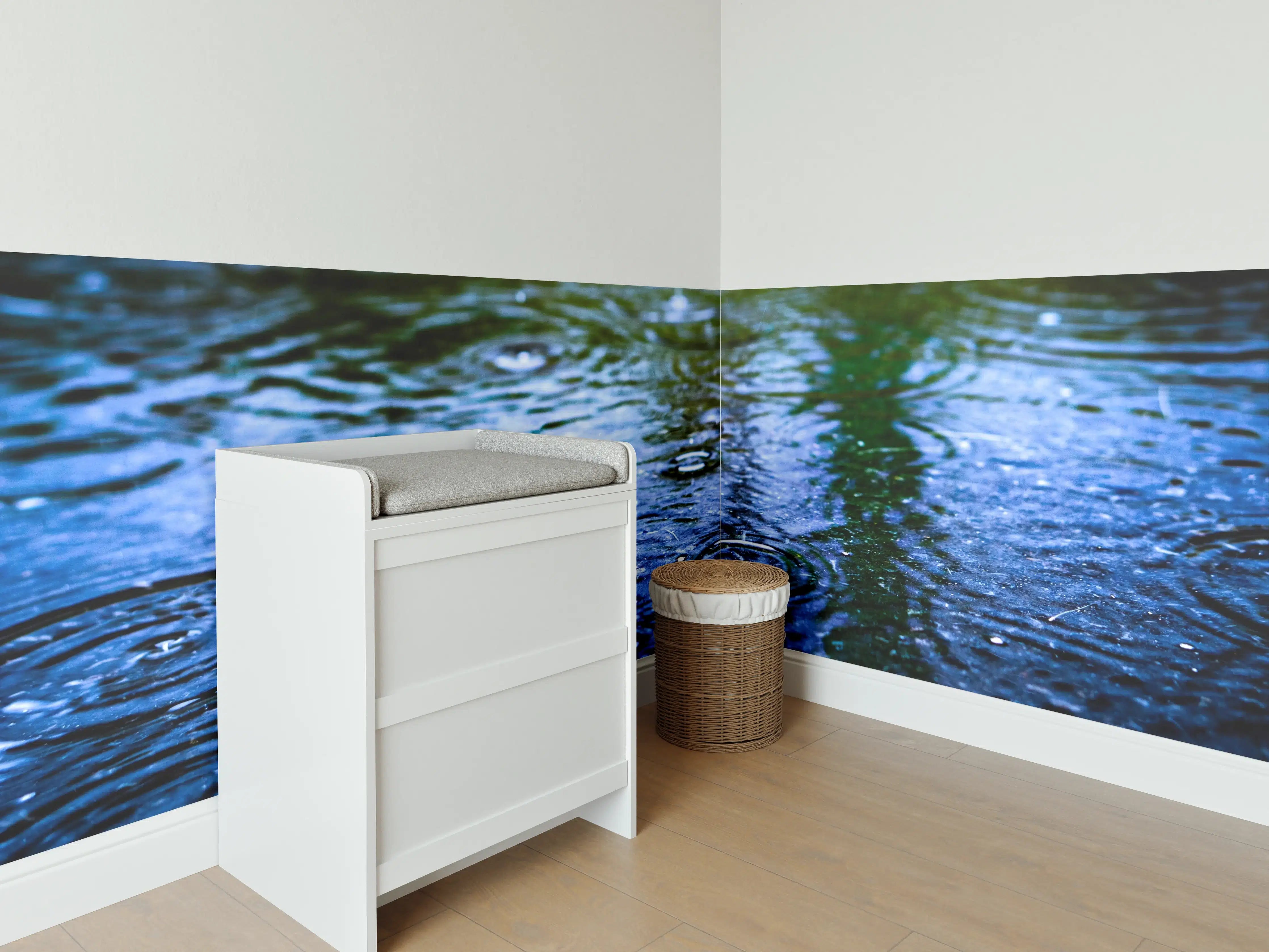 Babyzimmer Wandgestaltung - Tropfen im Regen – Blau- und Grüntöne