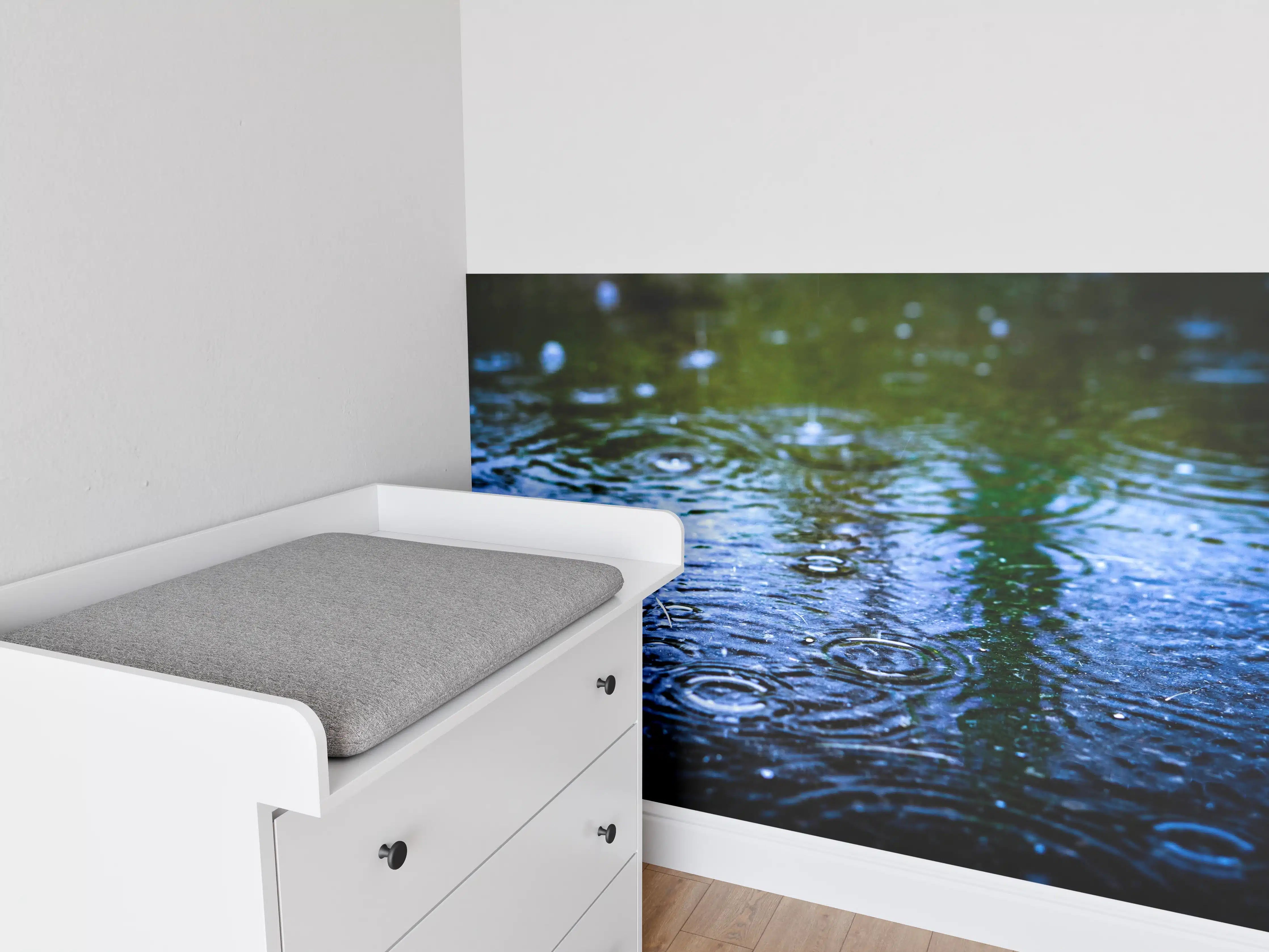 Babyzimmer Wandgestaltung - Tropfen im Regen – Blau- und Grüntöne