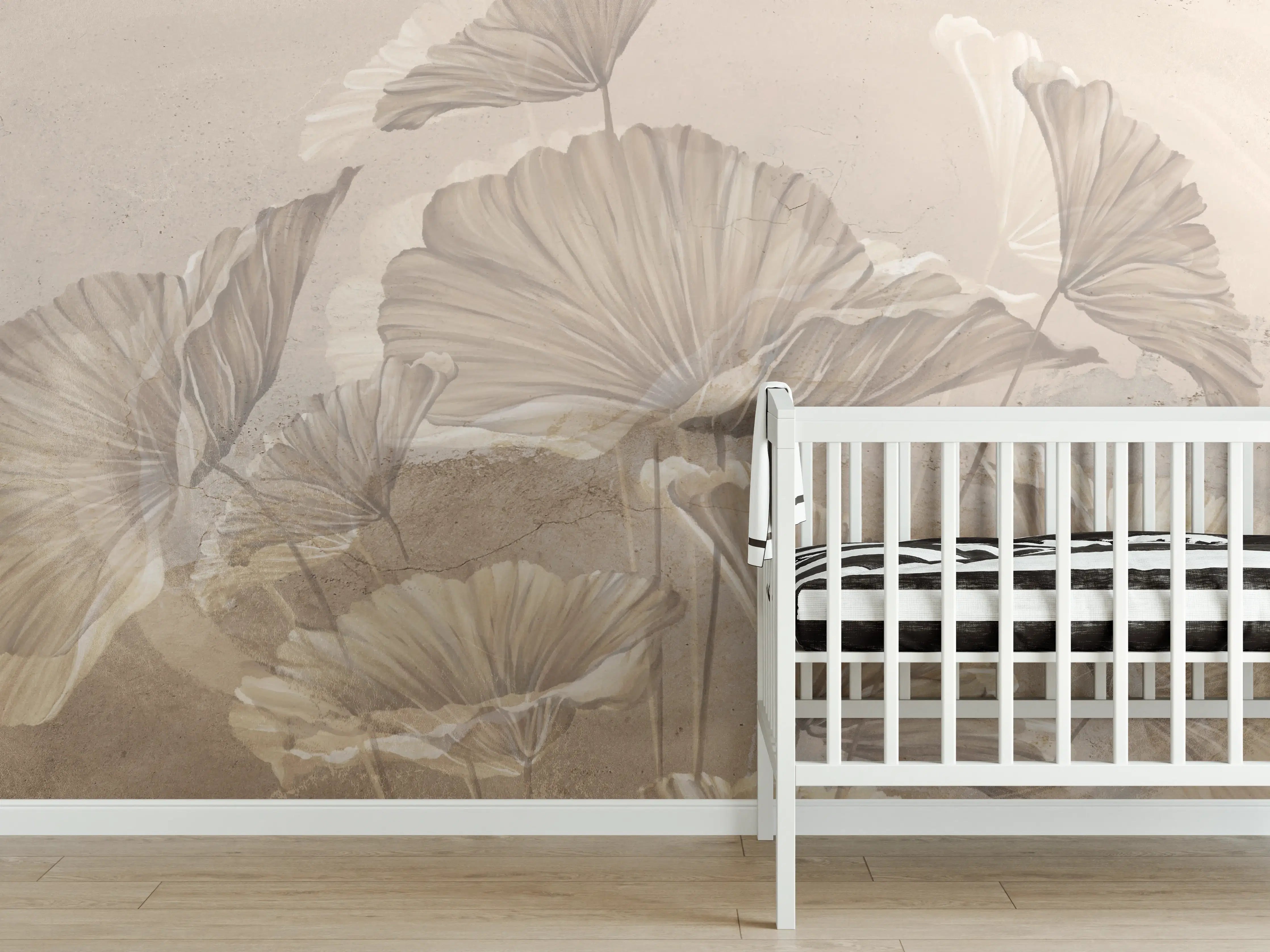 Babyzimmer Wandgestaltung - Tropische Blätter - Zeichnung