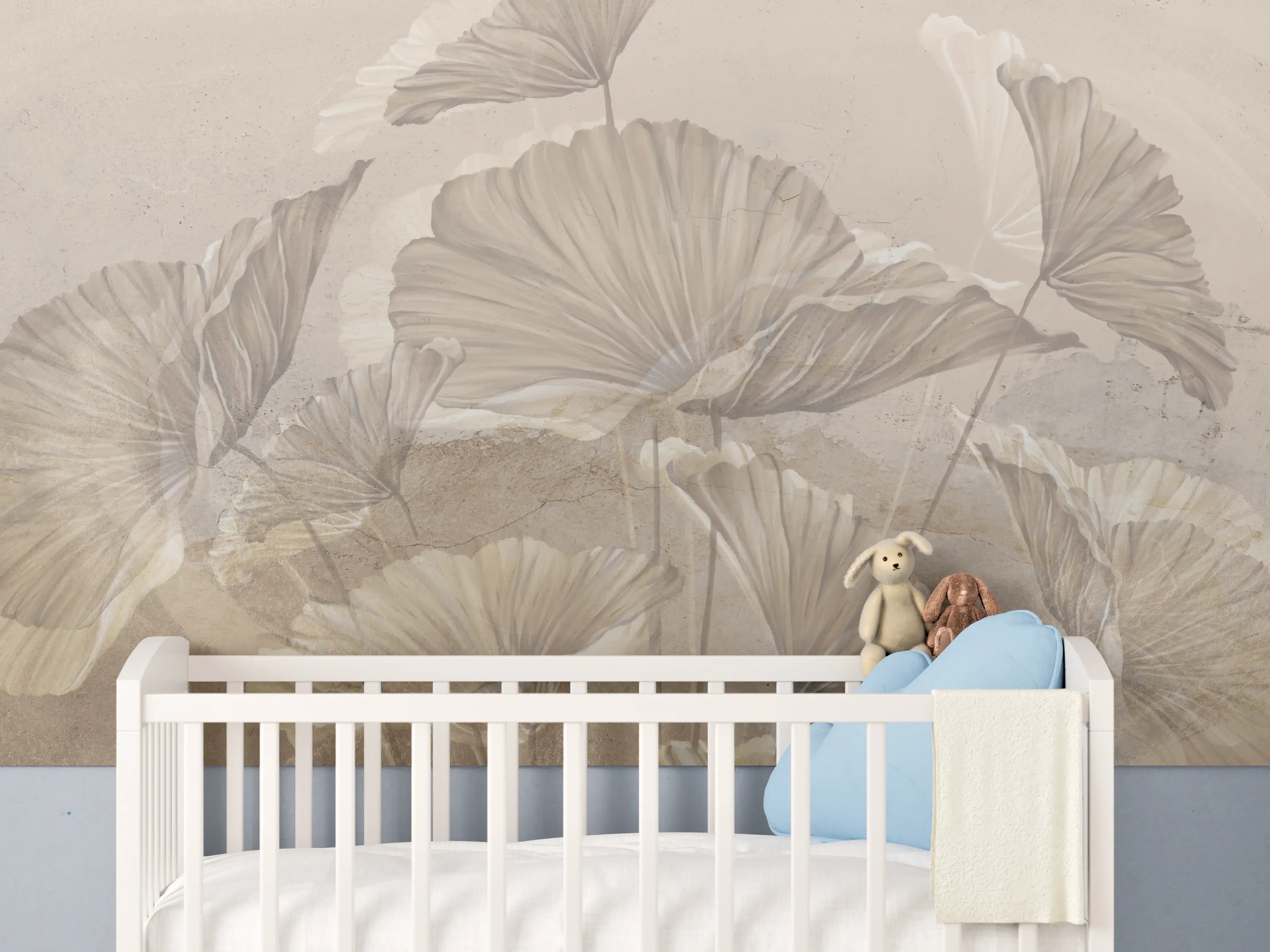Babyzimmer Wandgestaltung - Tropische Blätter - Zeichnung
