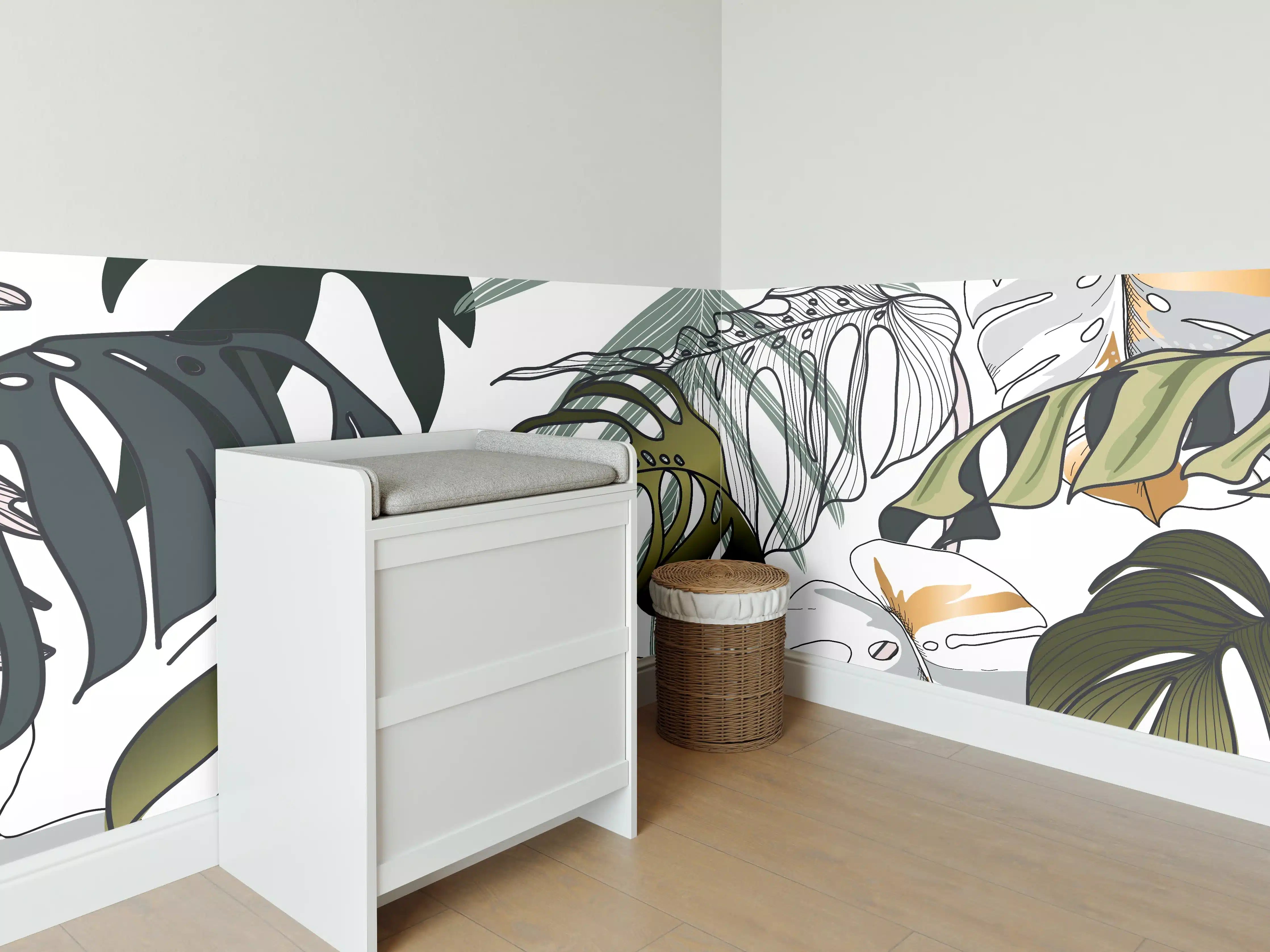 Babyzimmer Wandgestaltung - Tropische Blätter