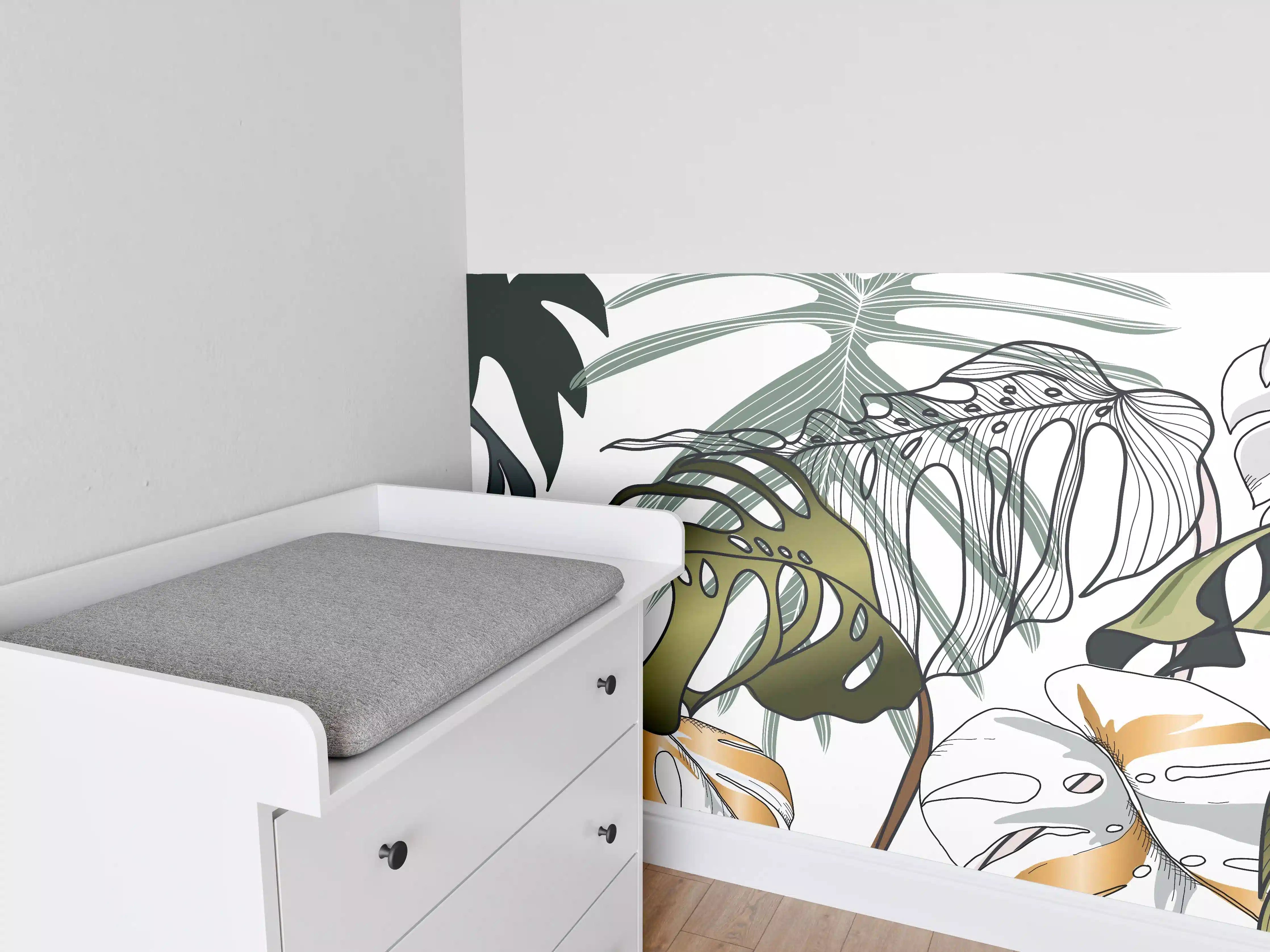 Babyzimmer Wandgestaltung - Tropische Blätter