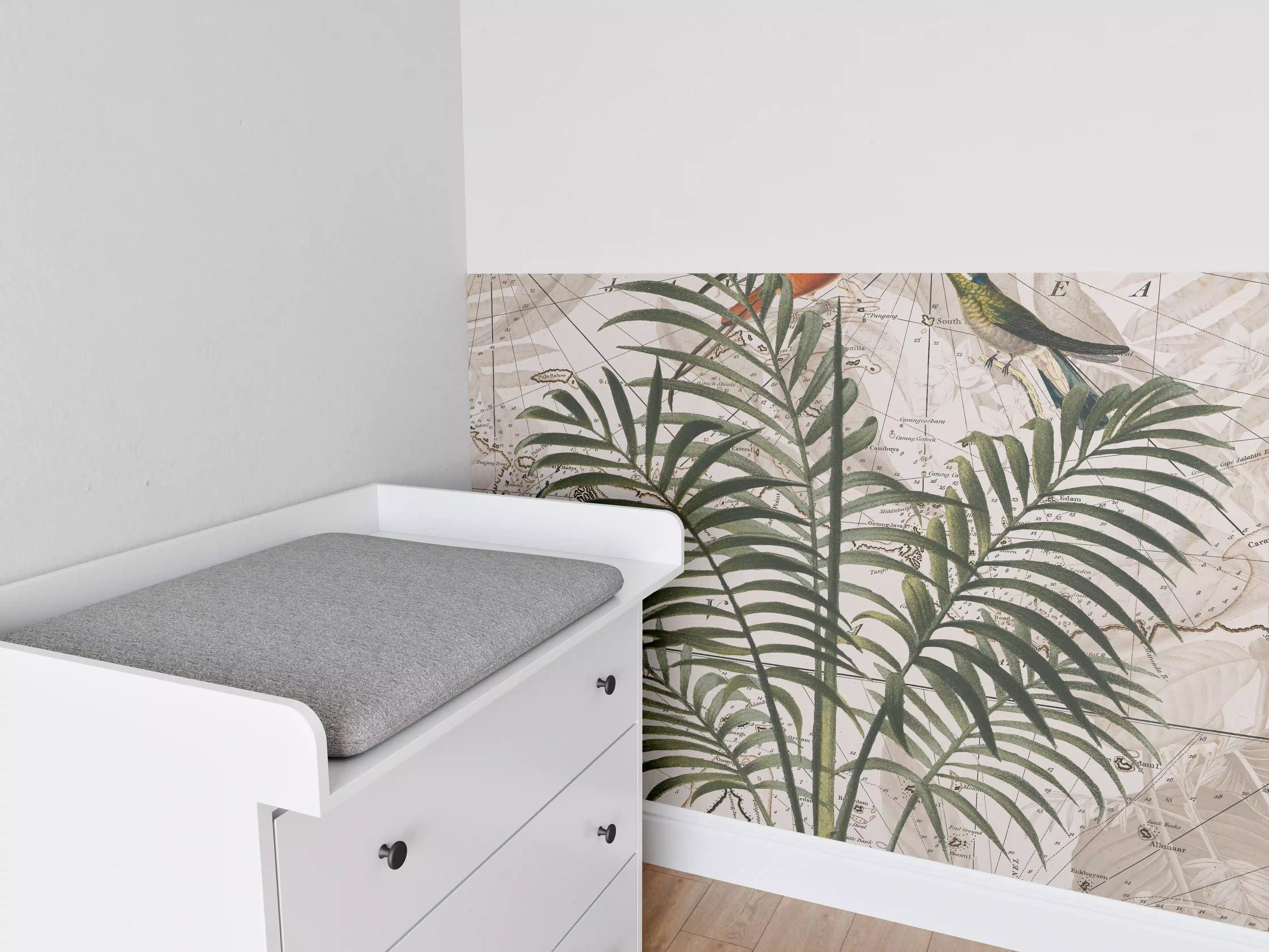 Babyzimmer Wandgestaltung - Tropische Dschungel Kartenwandkunst