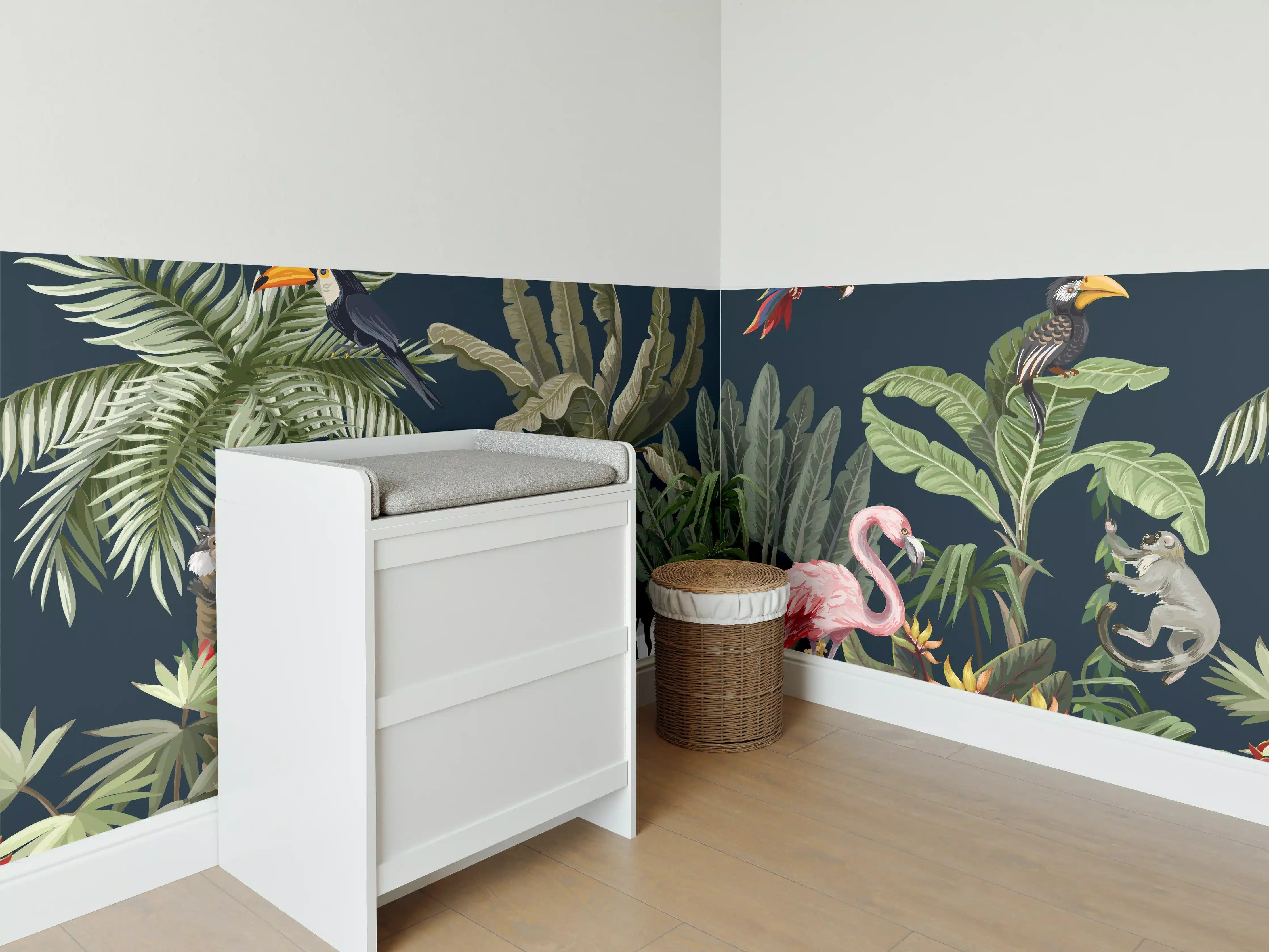 Babyzimmer Wandgestaltung - Tropische Dschungel Tiermotive