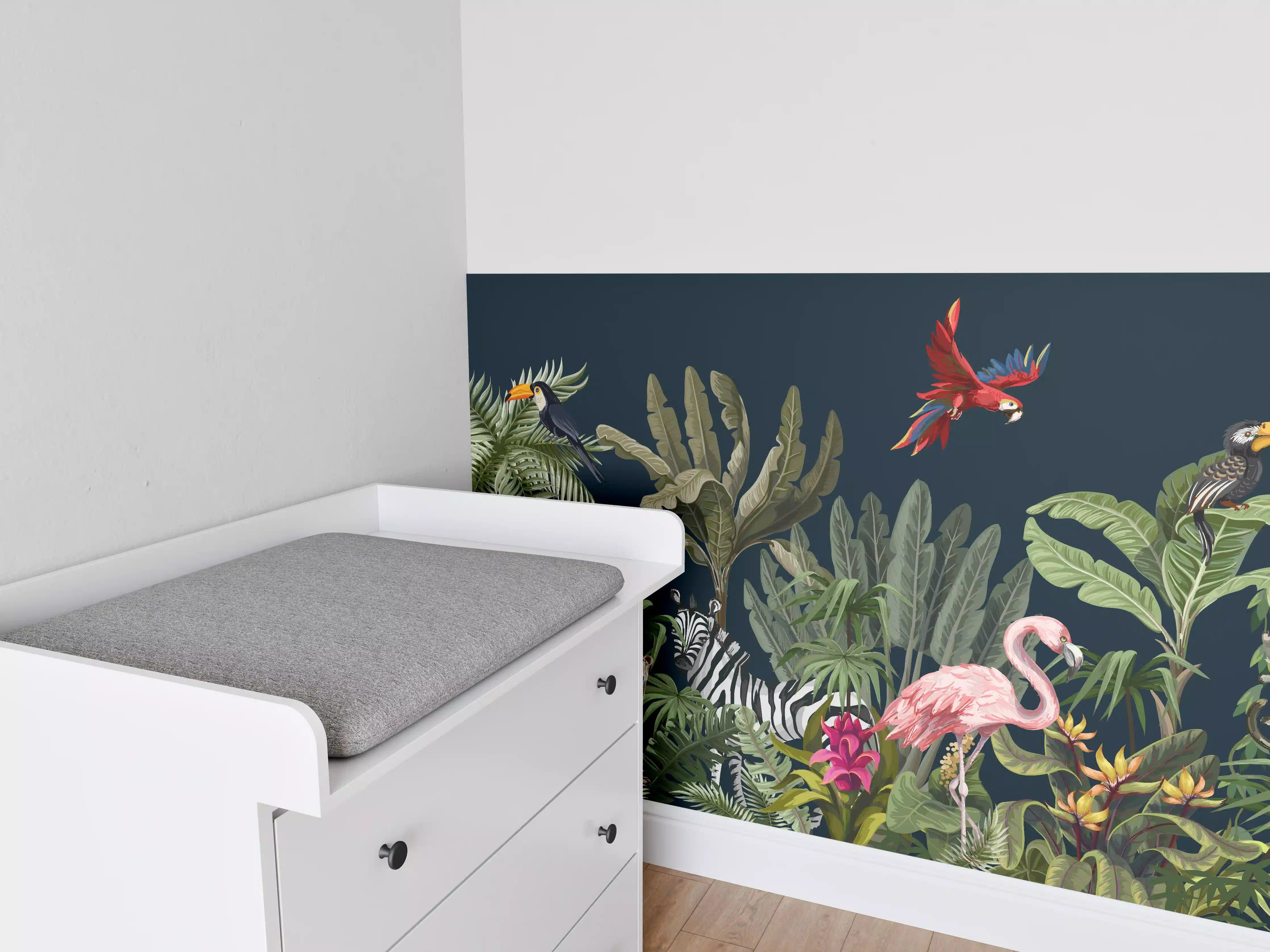 Babyzimmer Wandgestaltung - Tropische Dschungel Tiermotive