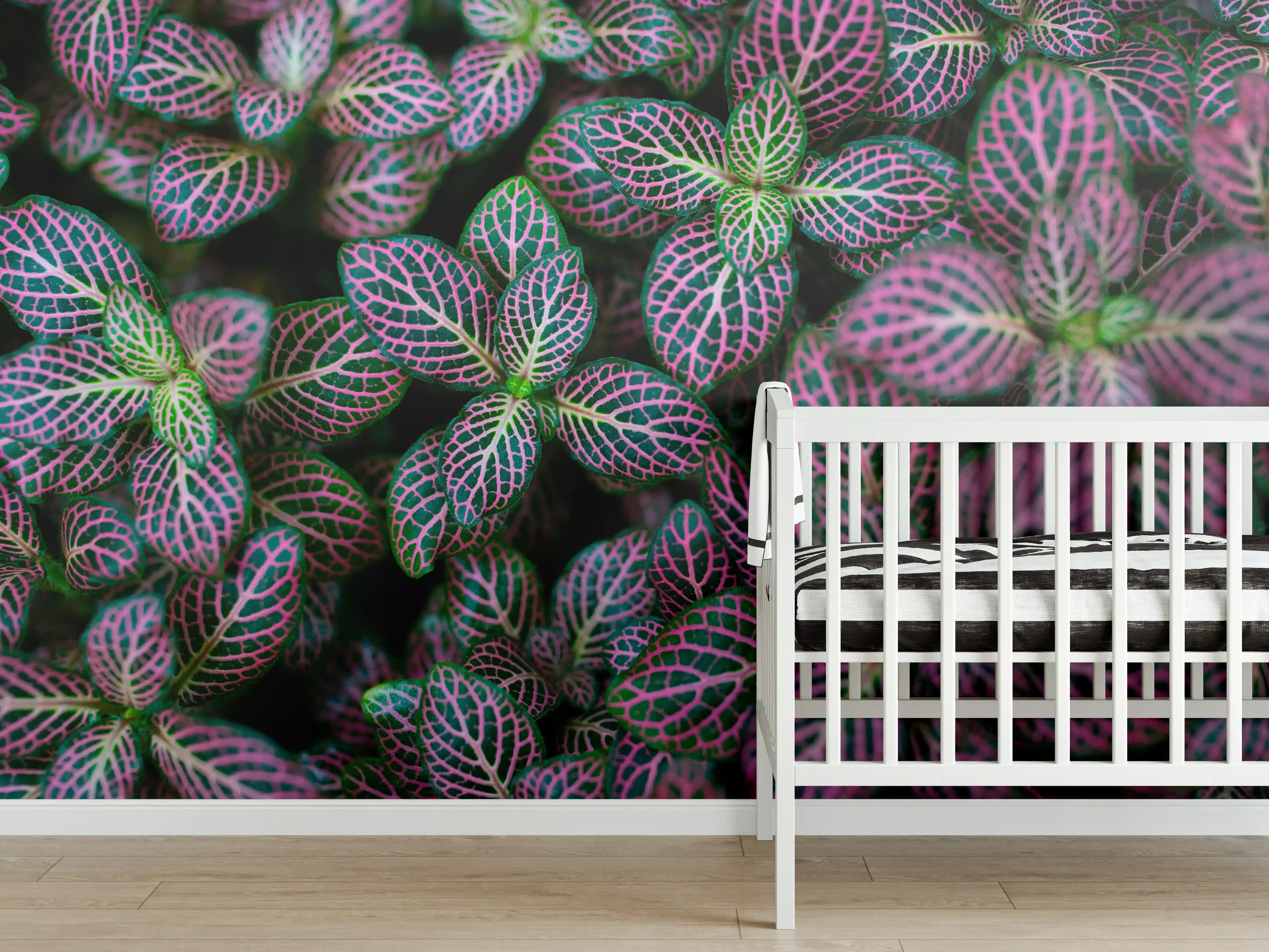 Babyzimmer Wandgestaltung - Tropische Pflanzen Bunte Textur