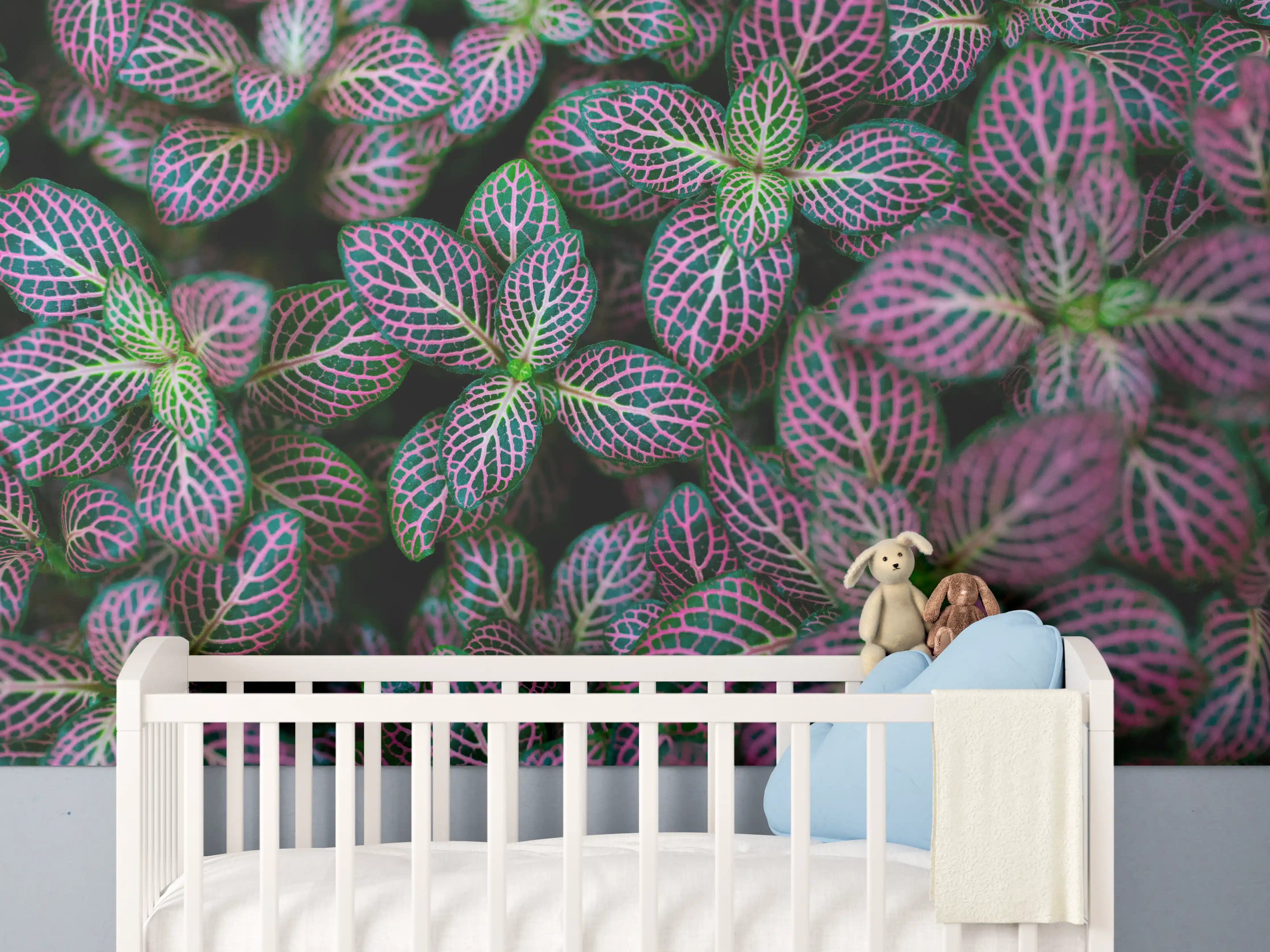 Babyzimmer Wandgestaltung - Tropische Pflanzen Bunte Textur