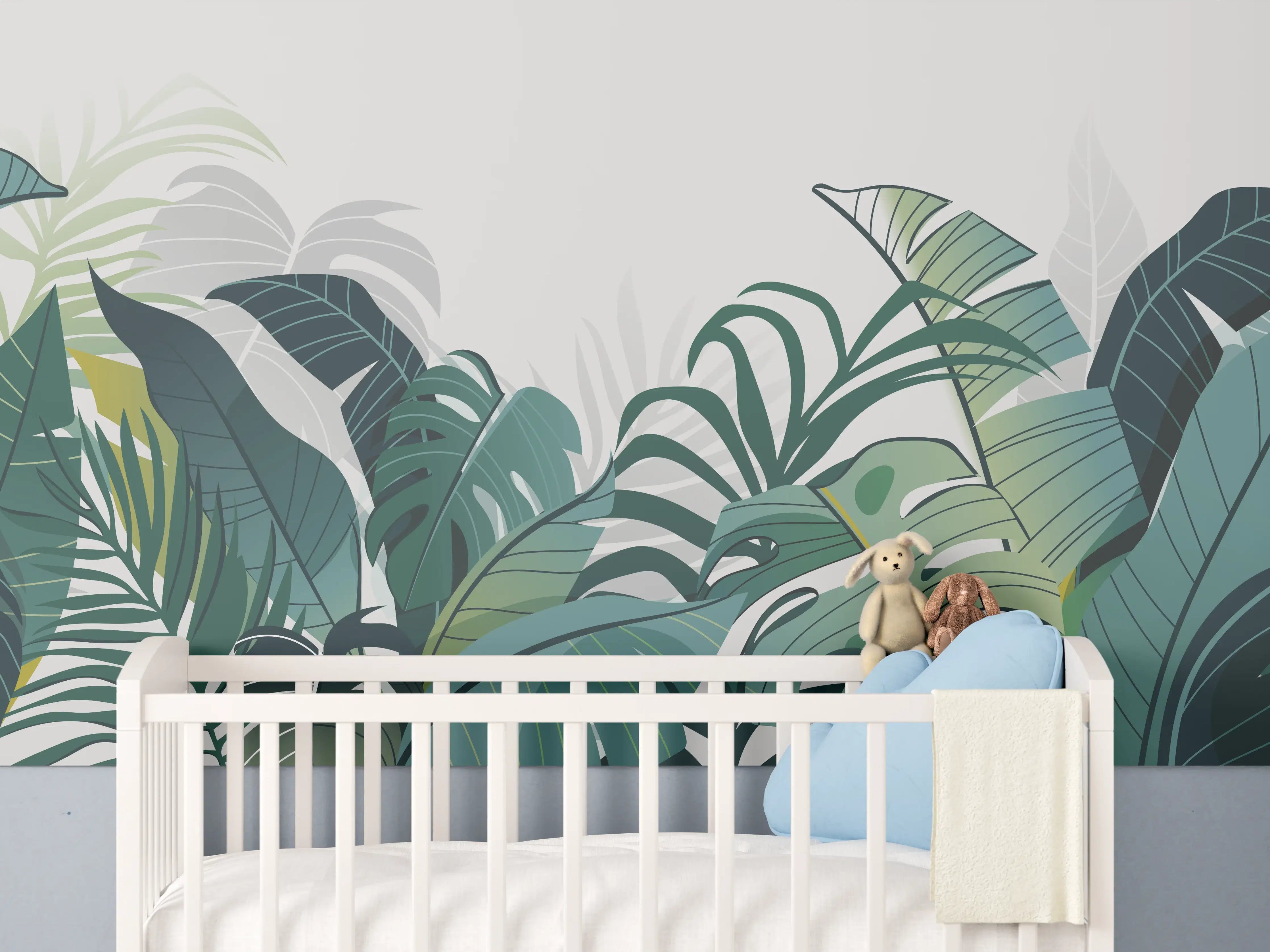 Babyzimmer Wandgestaltung - Tropische Pflanzen Illustration