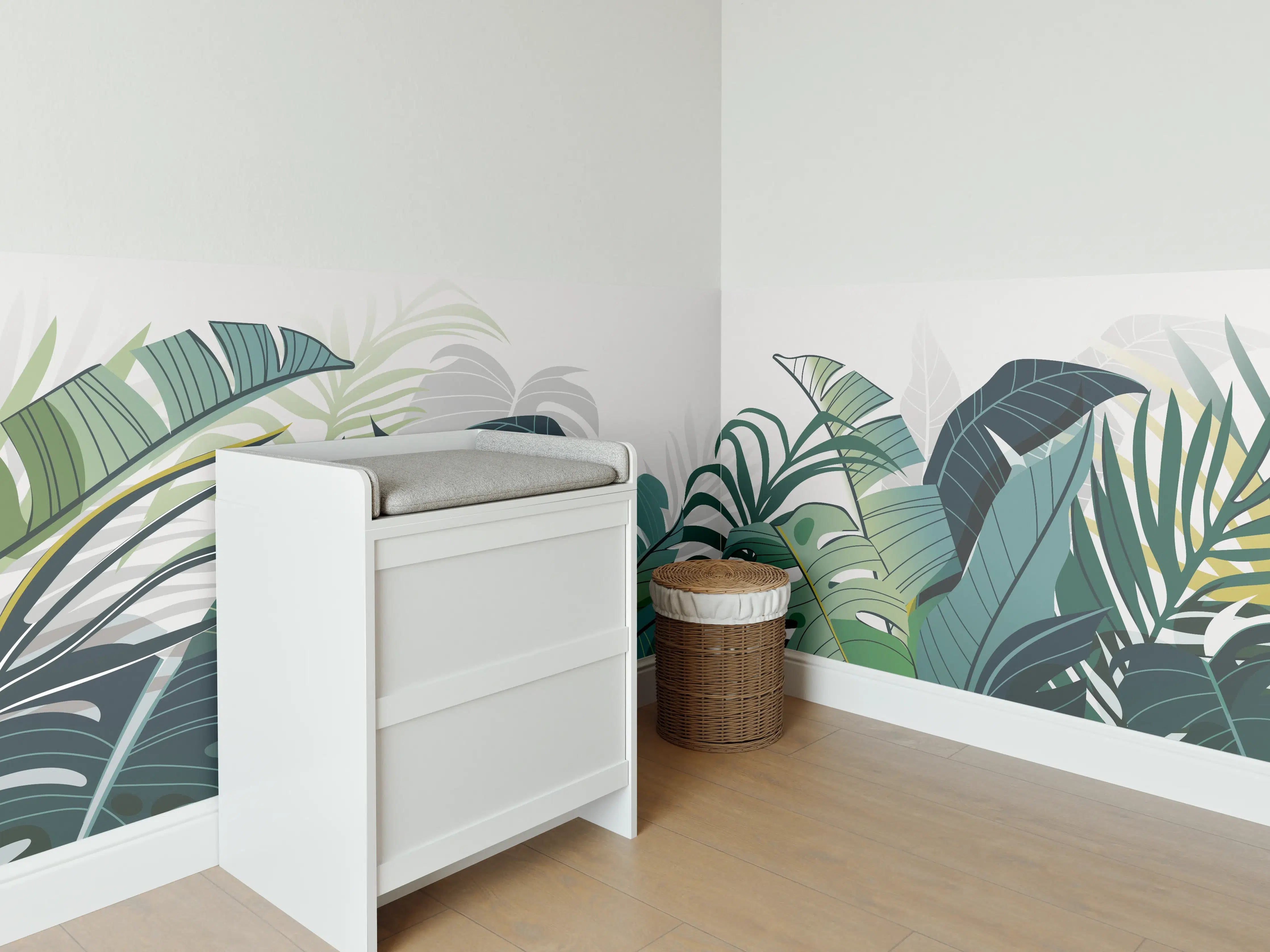Babyzimmer Wandgestaltung - Tropische Pflanzen Illustration