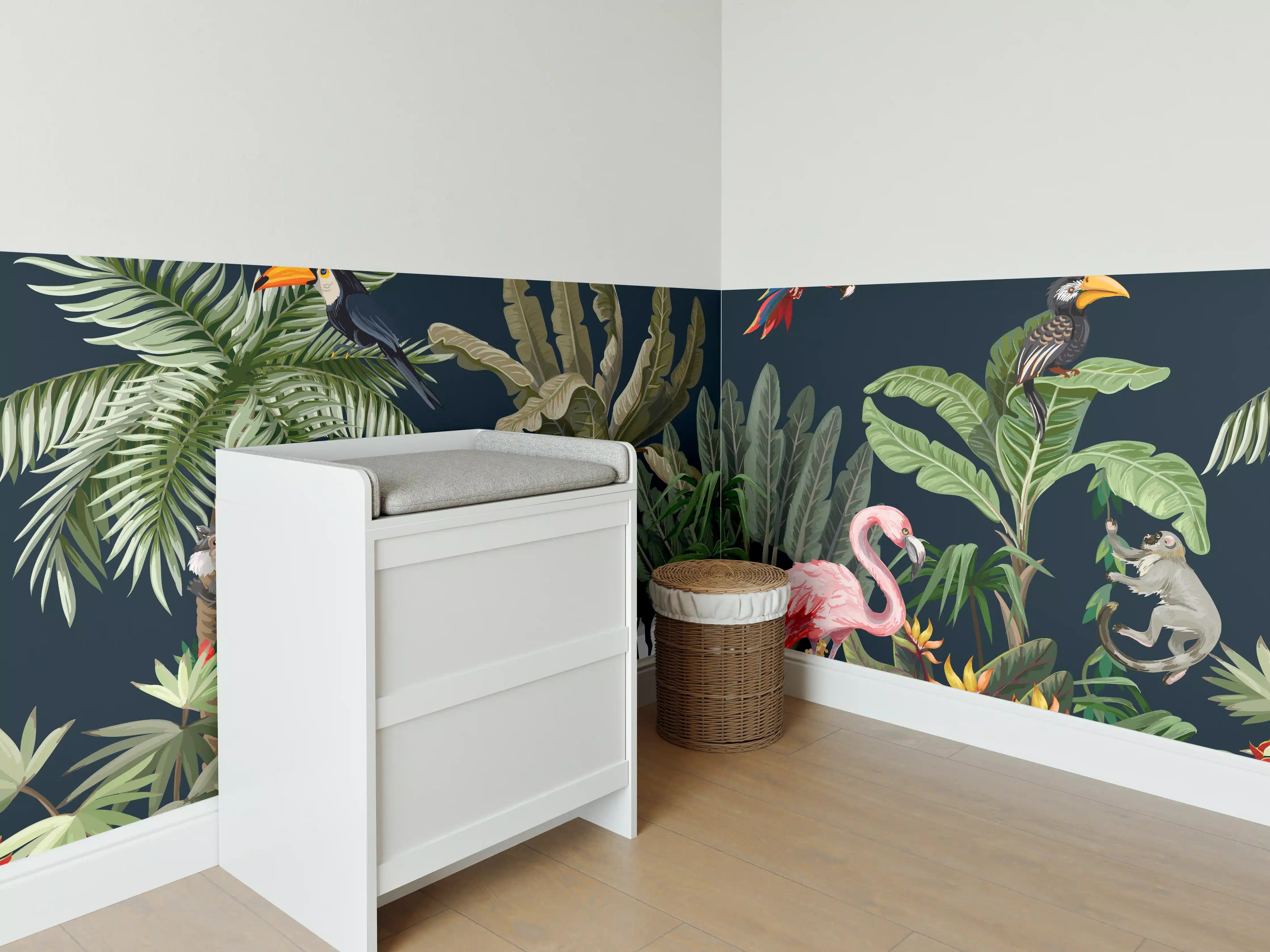 Babyzimmer Wandgestaltung - Tropische Pflanzen & Tiere