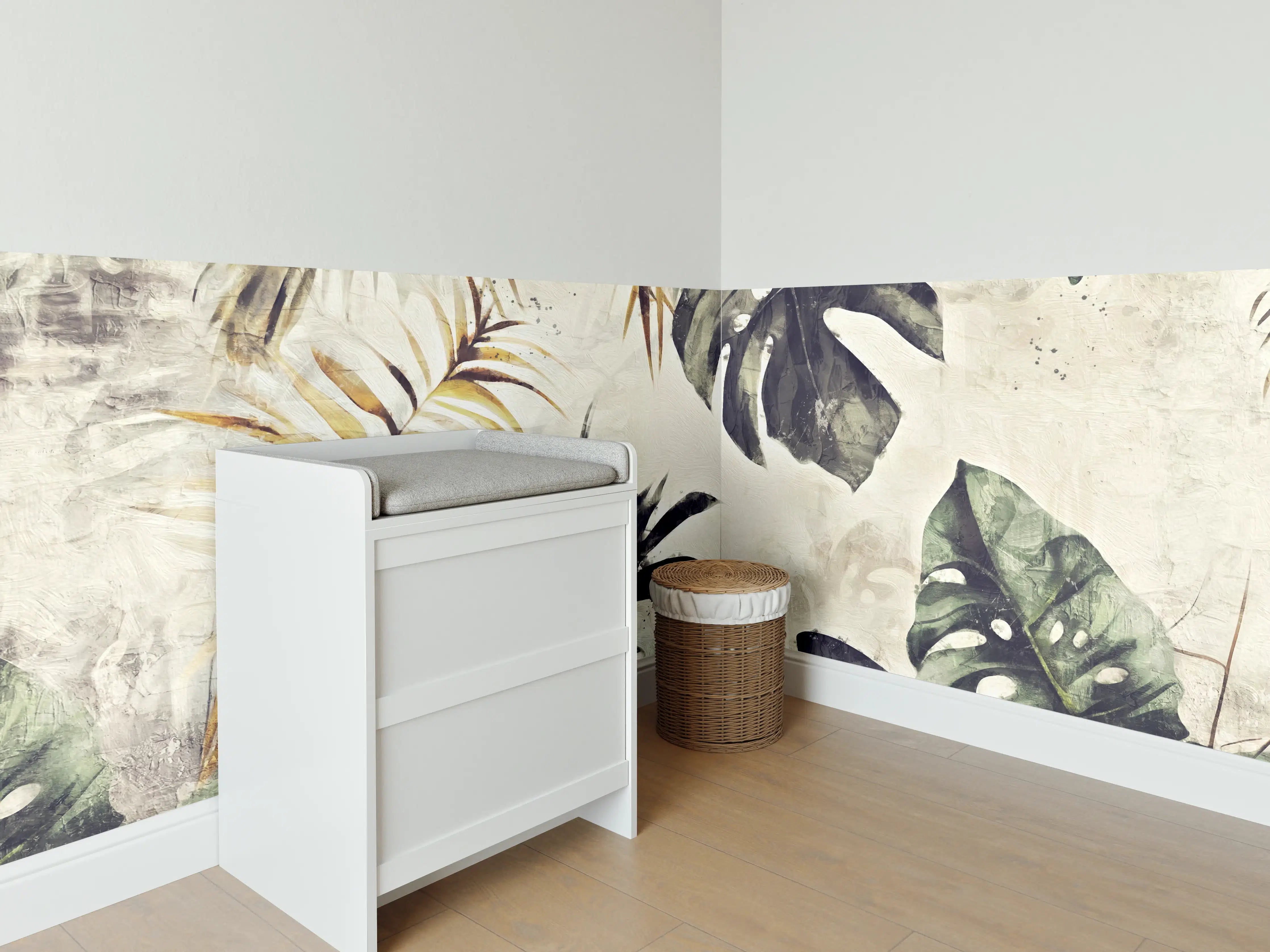 Babyzimmer Wandgestaltung - Tropische Pflanzen in Wasserfarben