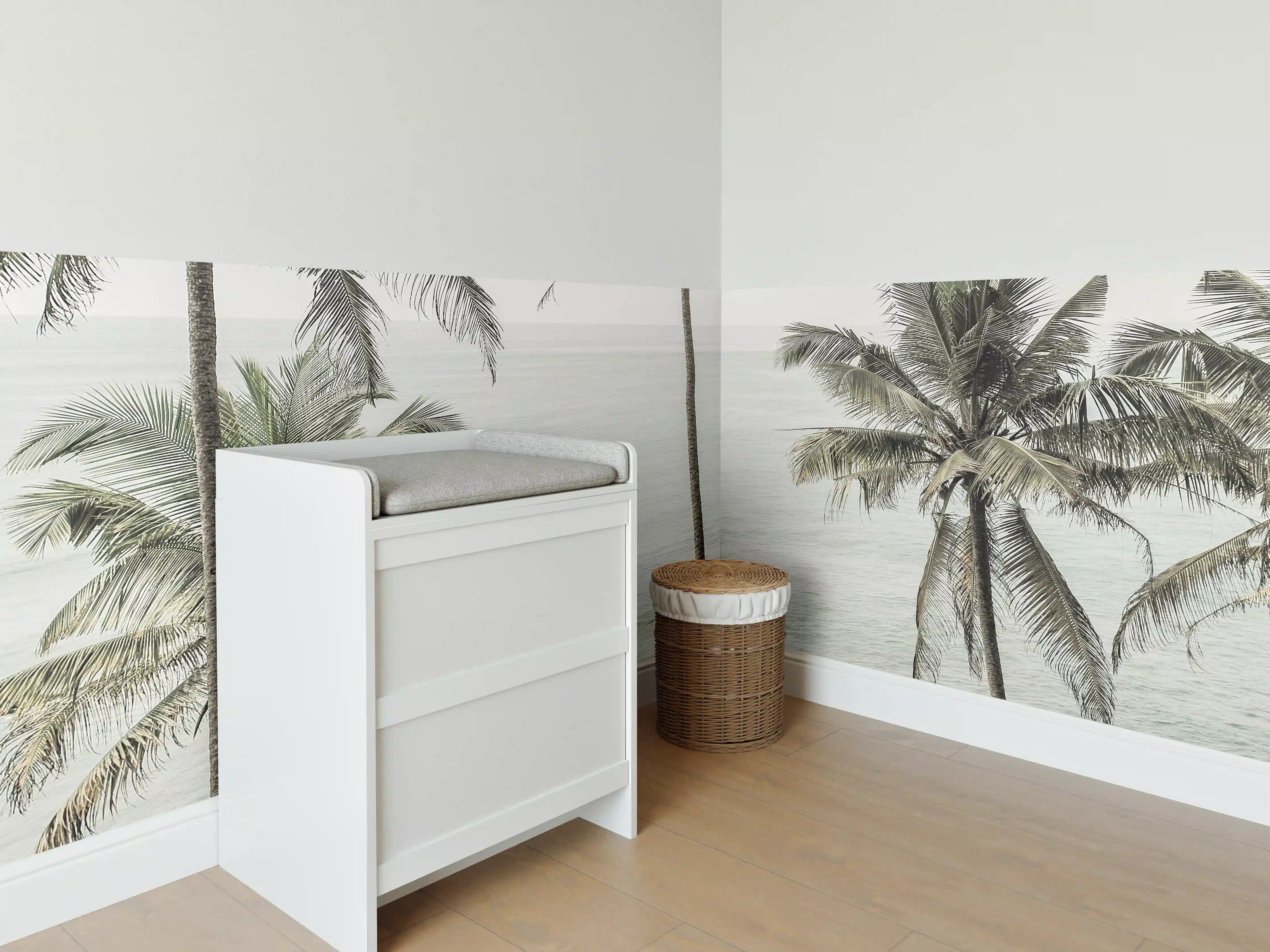 Babyzimmer Wandgestaltung - Tropische Strand-Palmen Aussicht