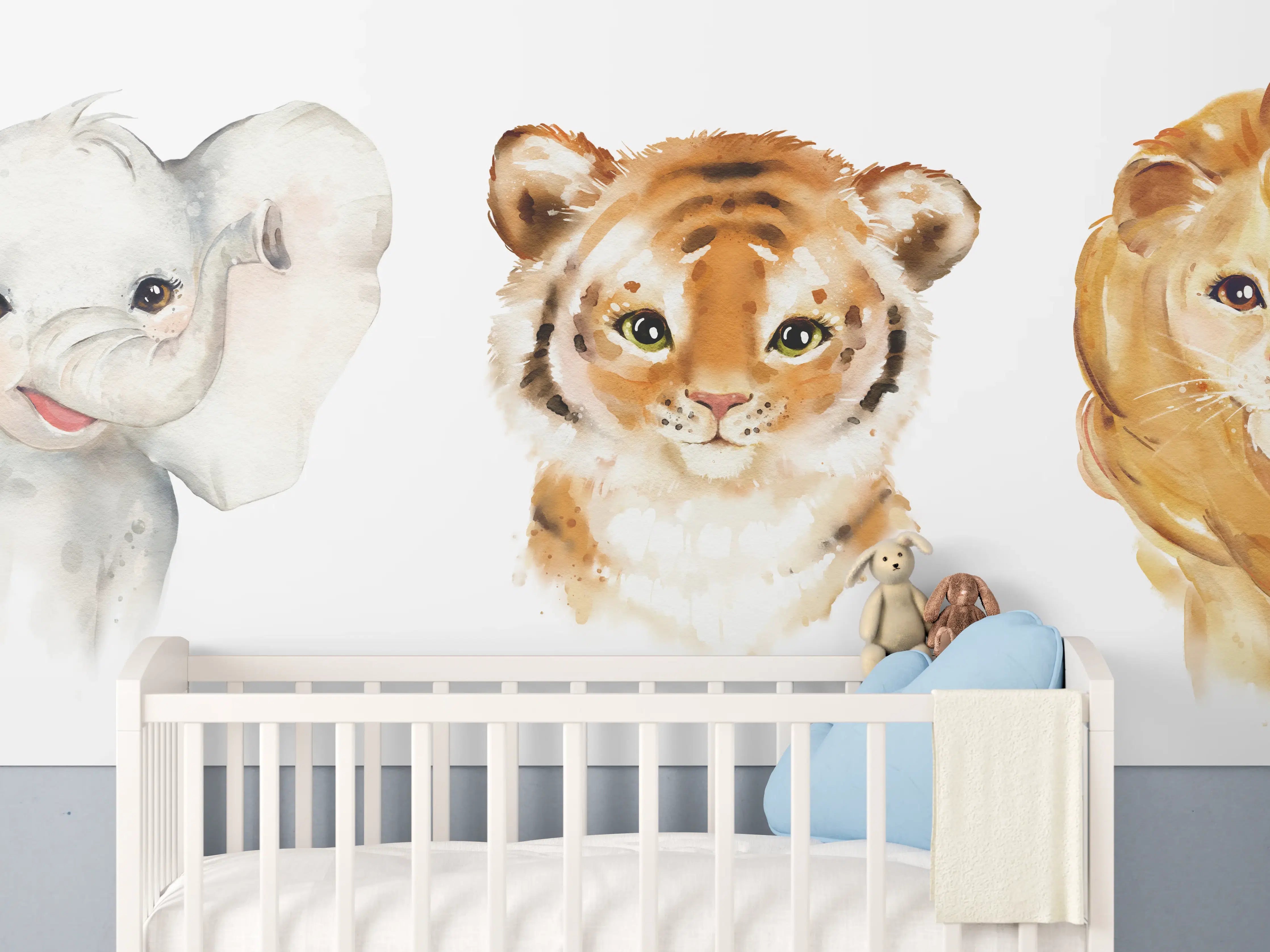 Babyzimmer Wandgestaltung - Tropische Tiere 