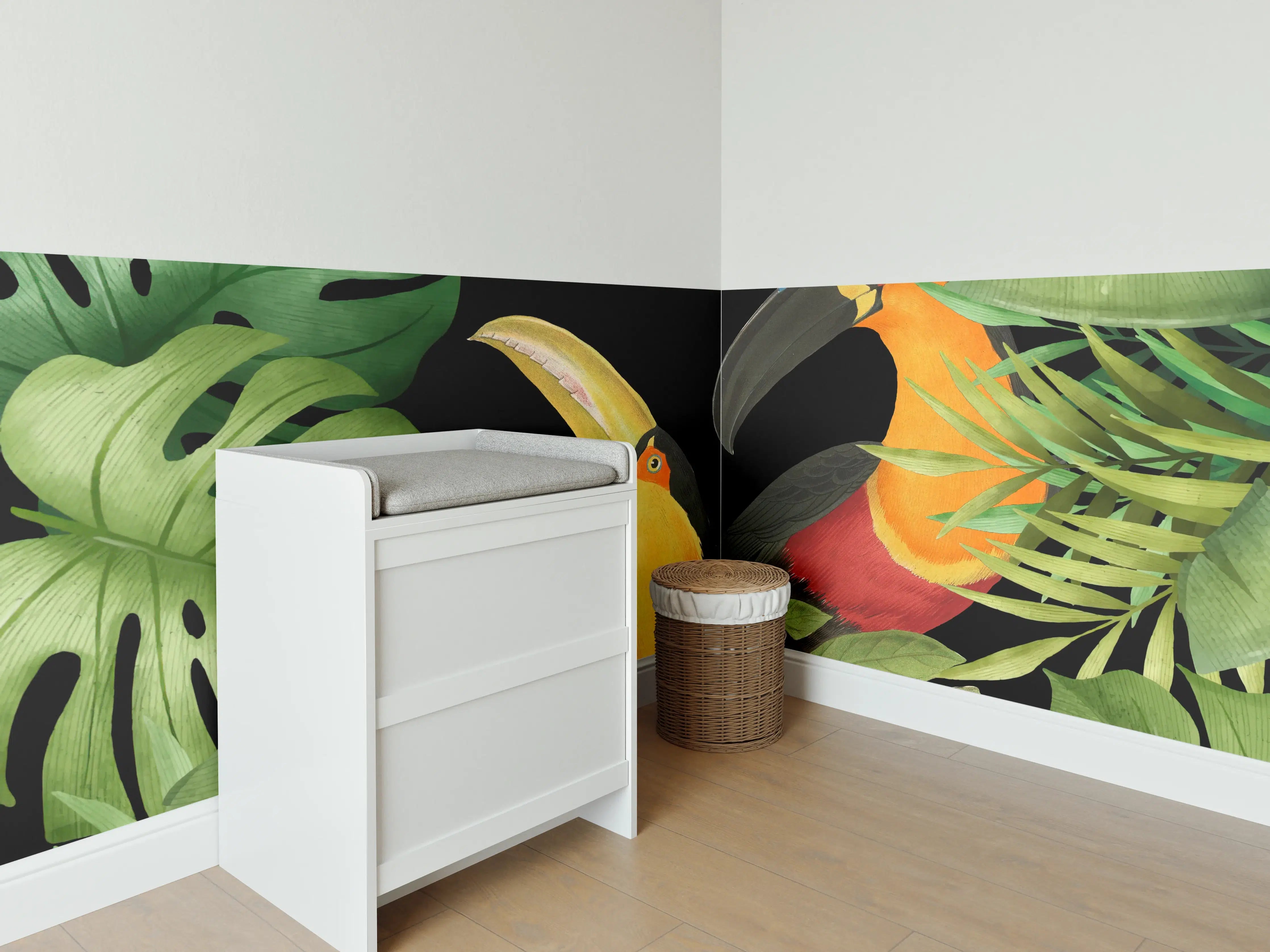 Babyzimmer Wandgestaltung - Tropischer Dschungel - Tukane