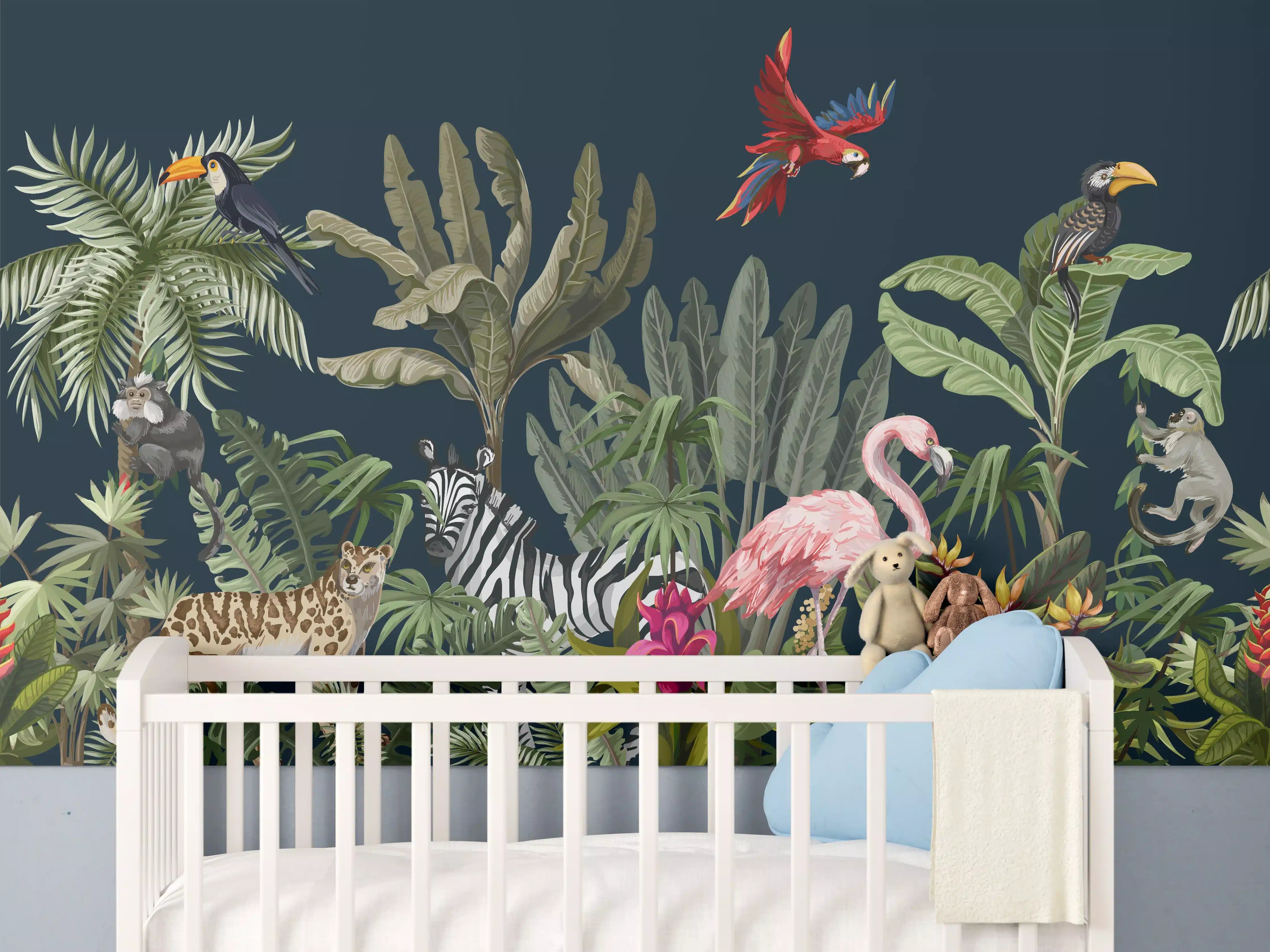 Babyzimmer Wandgestaltung - Tropischer Dschungel Print