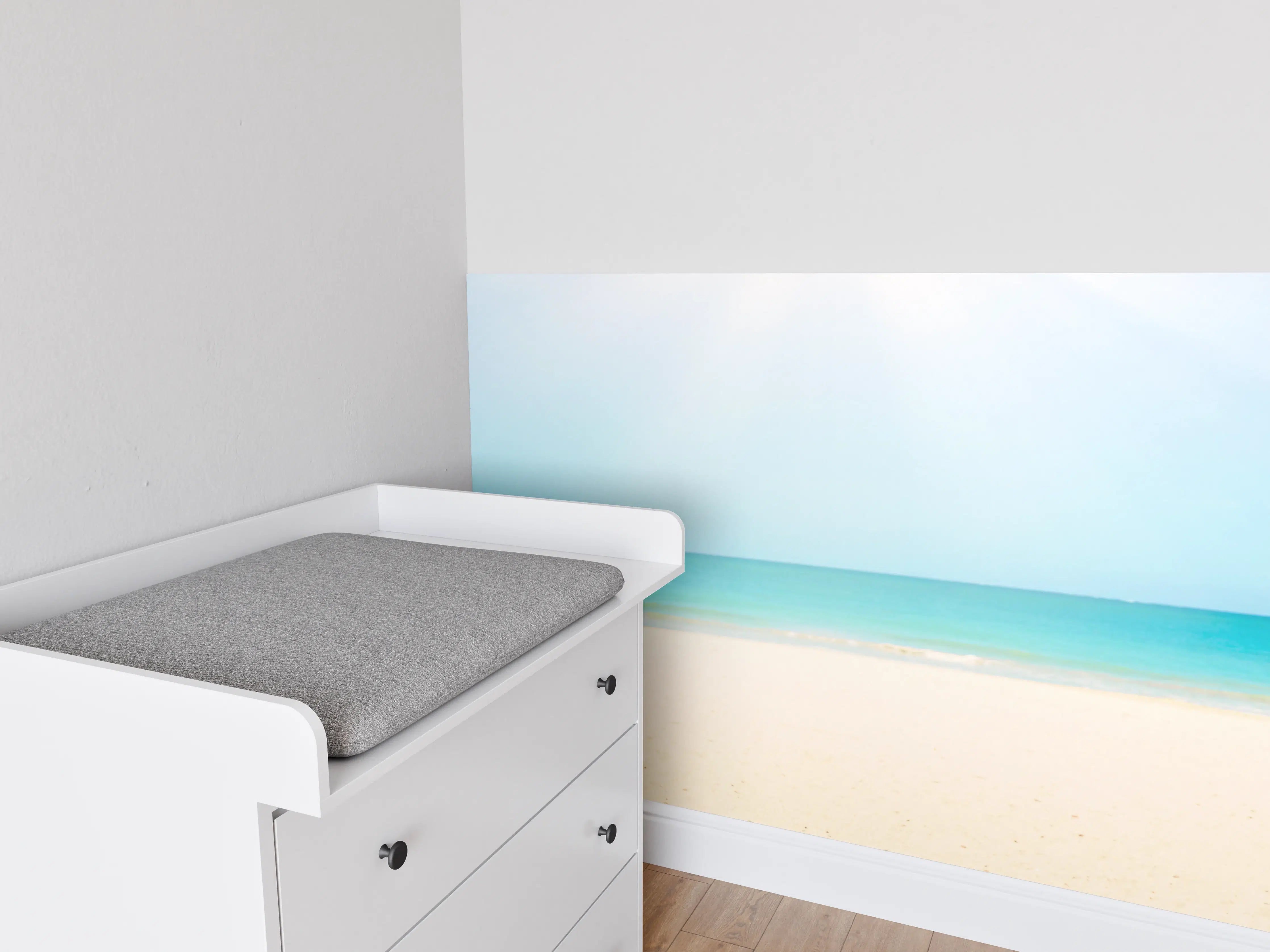 Babyzimmer Wandgestaltung - Tropischer Strand mit Palmenansicht