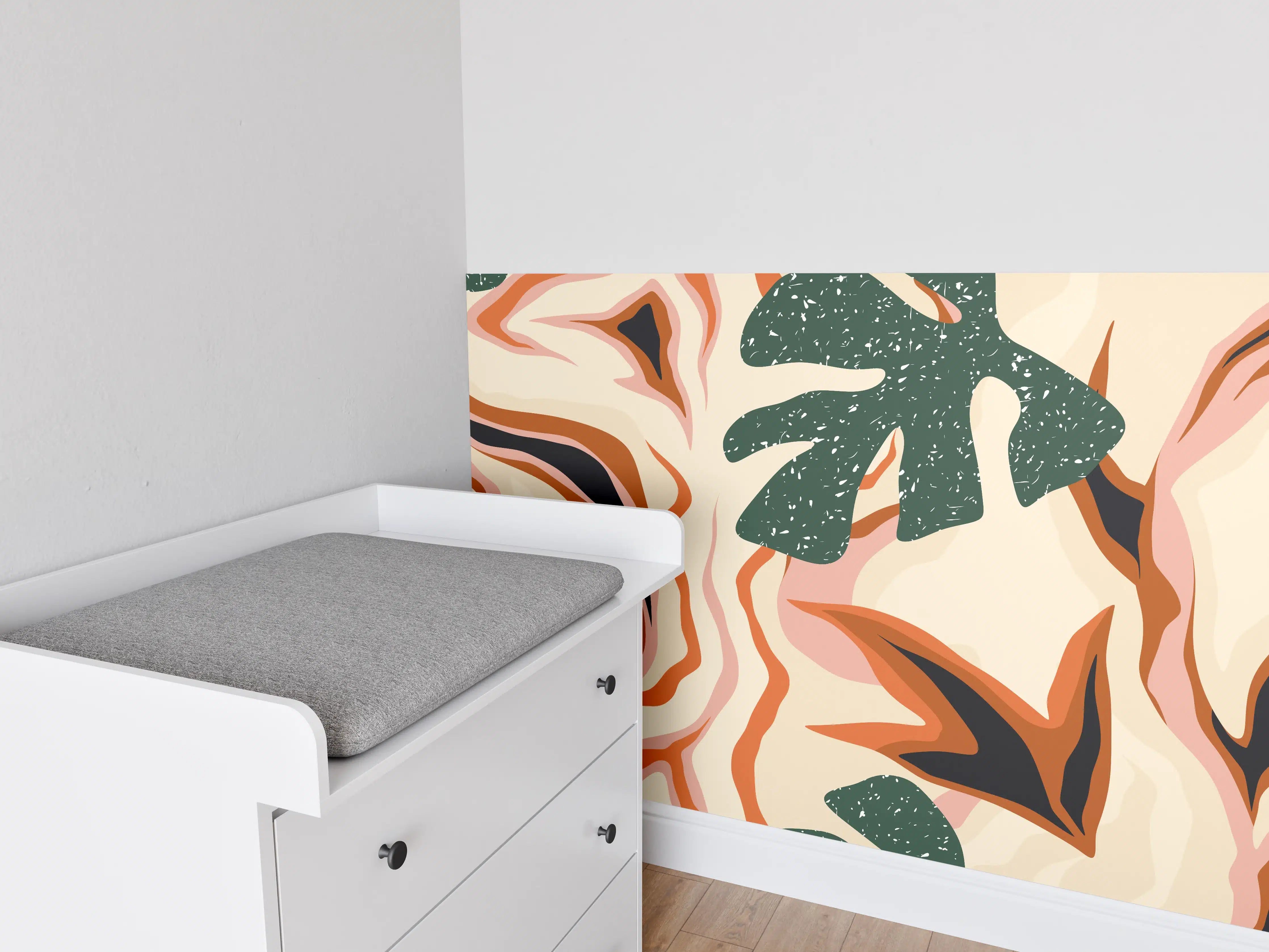 Babyzimmer Wandgestaltung - Tropischer Vortex Beige-Orange