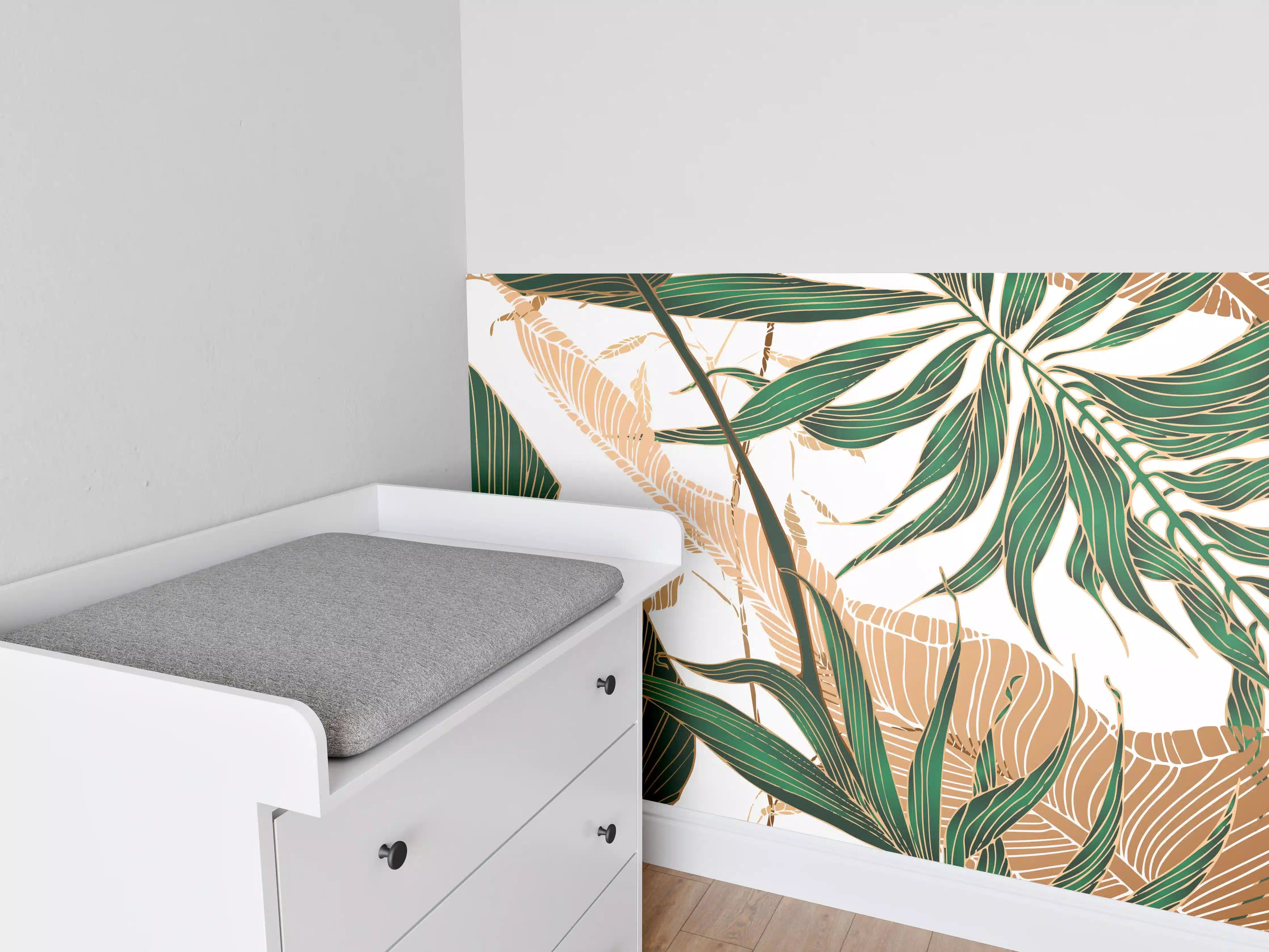 Babyzimmer Wandgestaltung - Tropisches Blattmuster Design