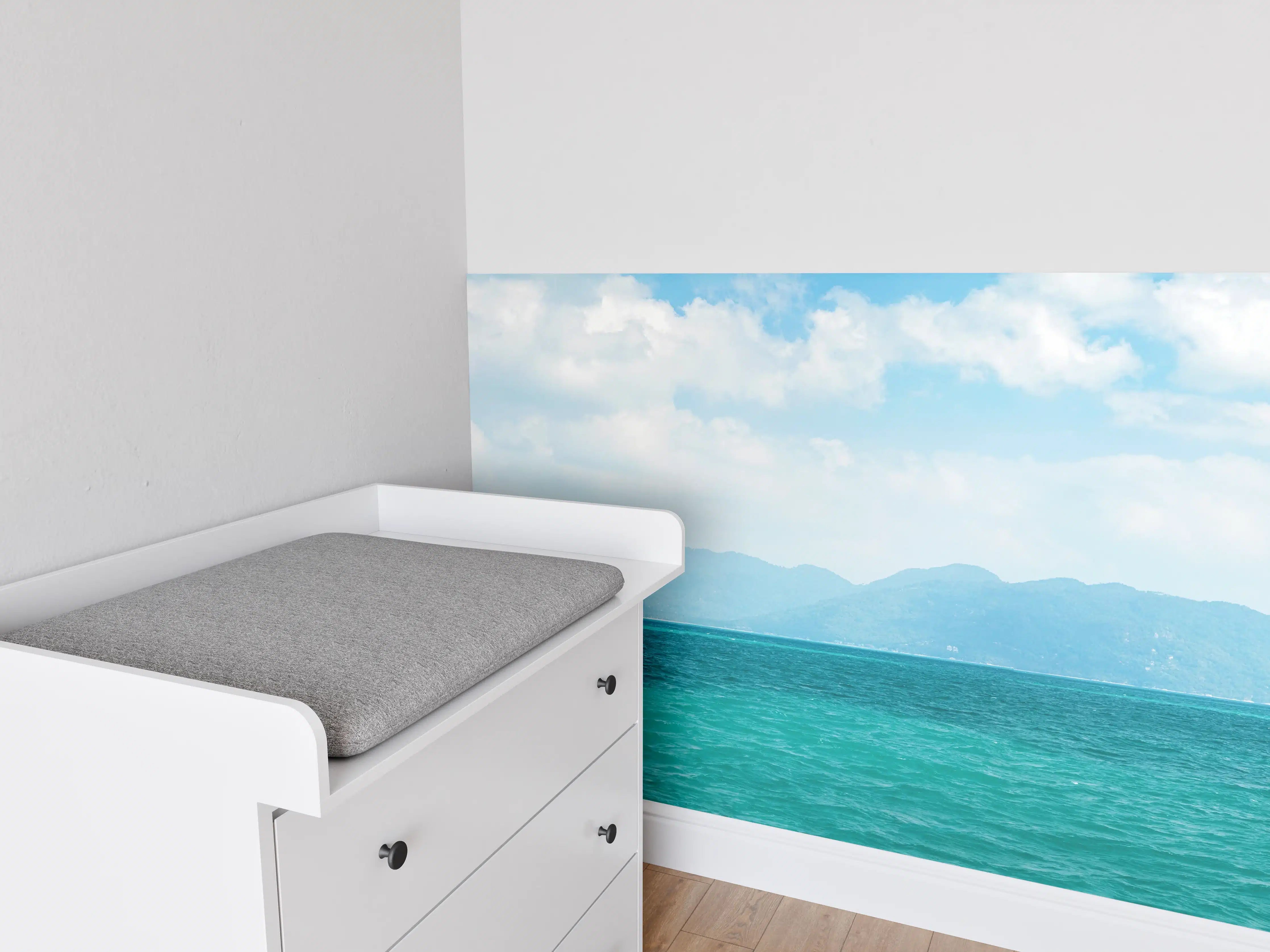 Babyzimmer Wandgestaltung - Tropisches Blau-Grün-Meerespanorama