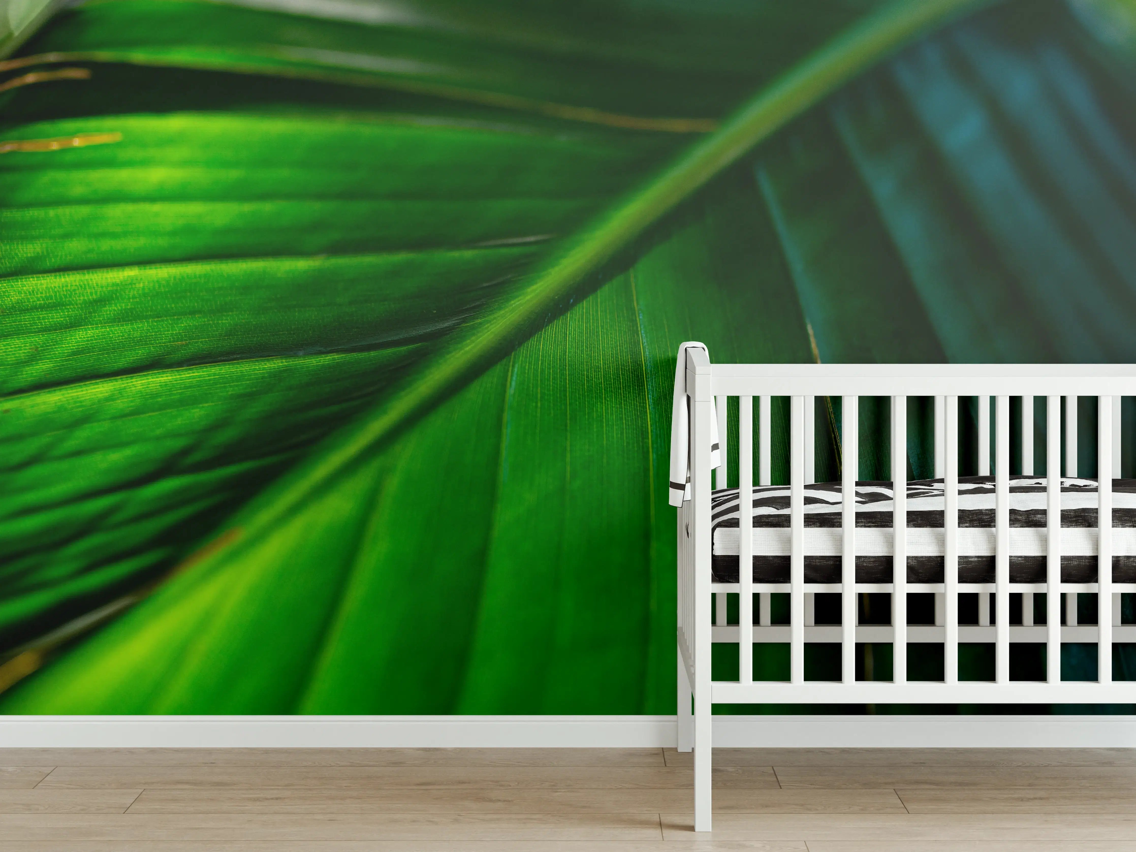 Babyzimmer Wandgestaltung - Tropisches Grün Pflanzenblatt