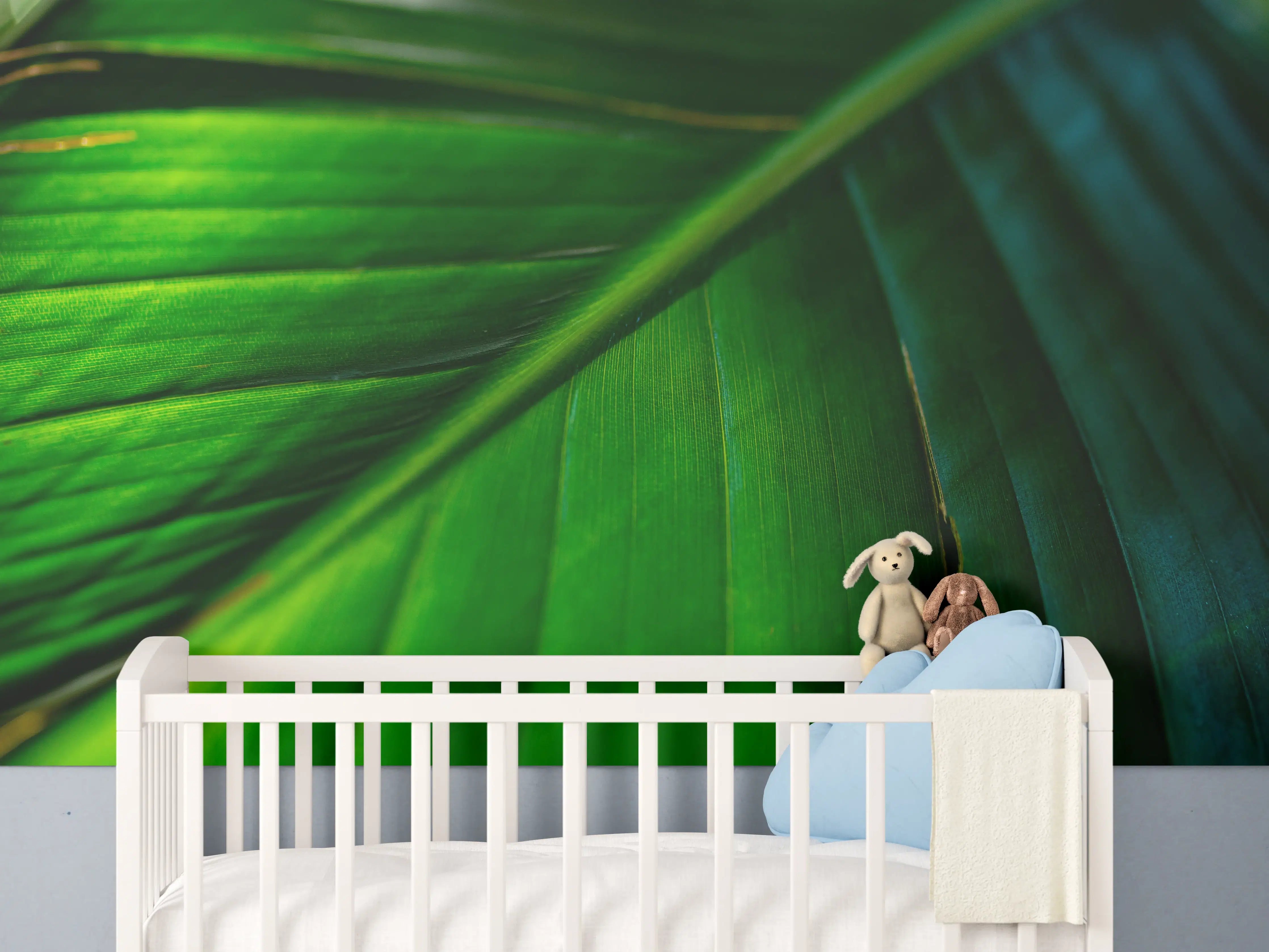 Babyzimmer Wandgestaltung - Tropisches Grün Pflanzenblatt