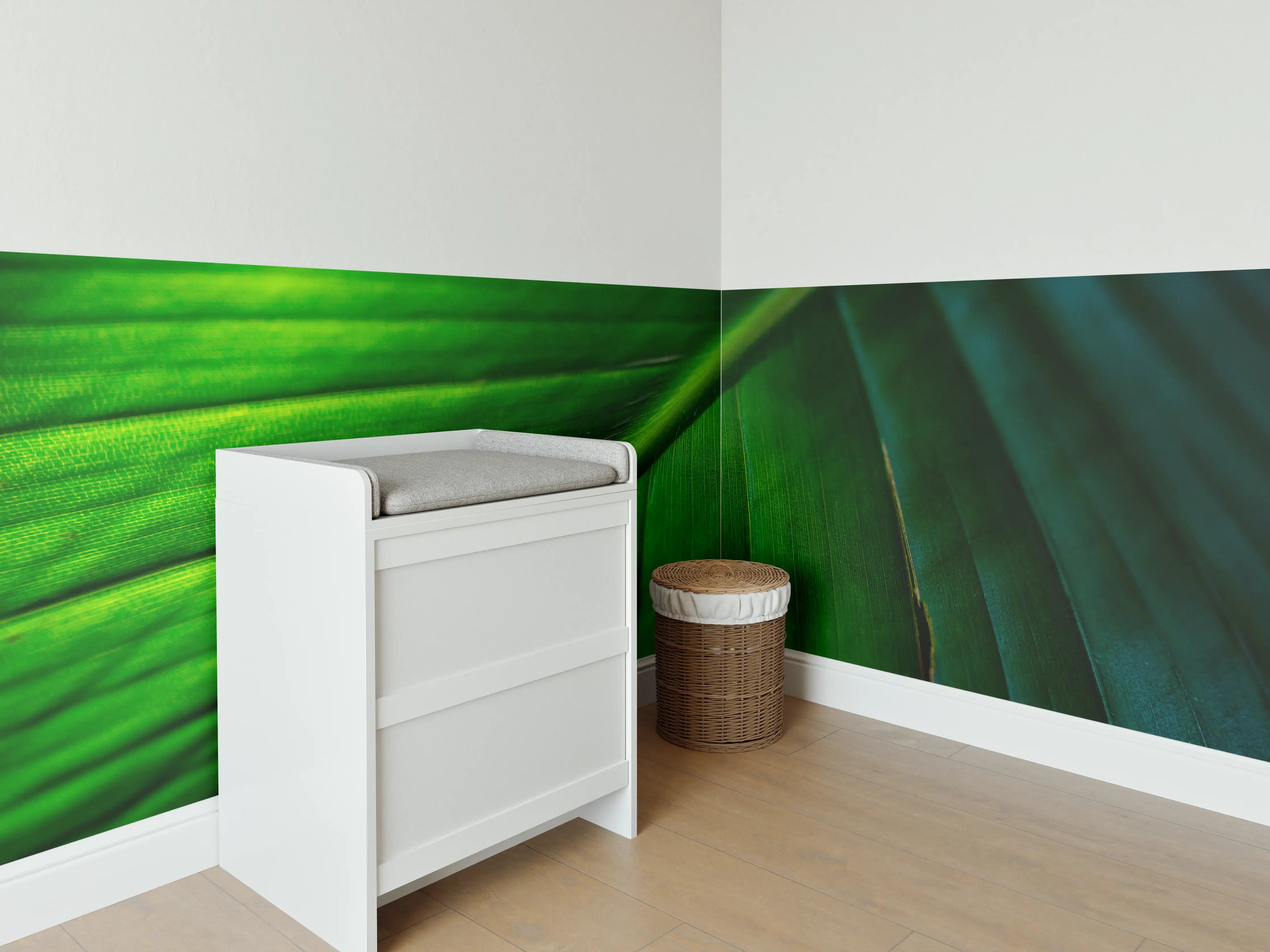 Babyzimmer Wandgestaltung - Tropisches Grün Pflanzenblatt